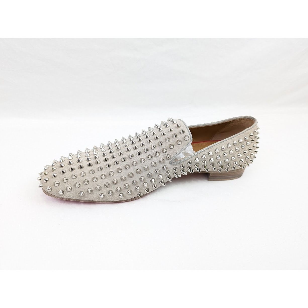 Christian Louboutin o1rshd1 Crosta Dandelion Spikes Flat Shoes in Goose/Silver Size US 12 / EU 45 - 9 Thumbnail