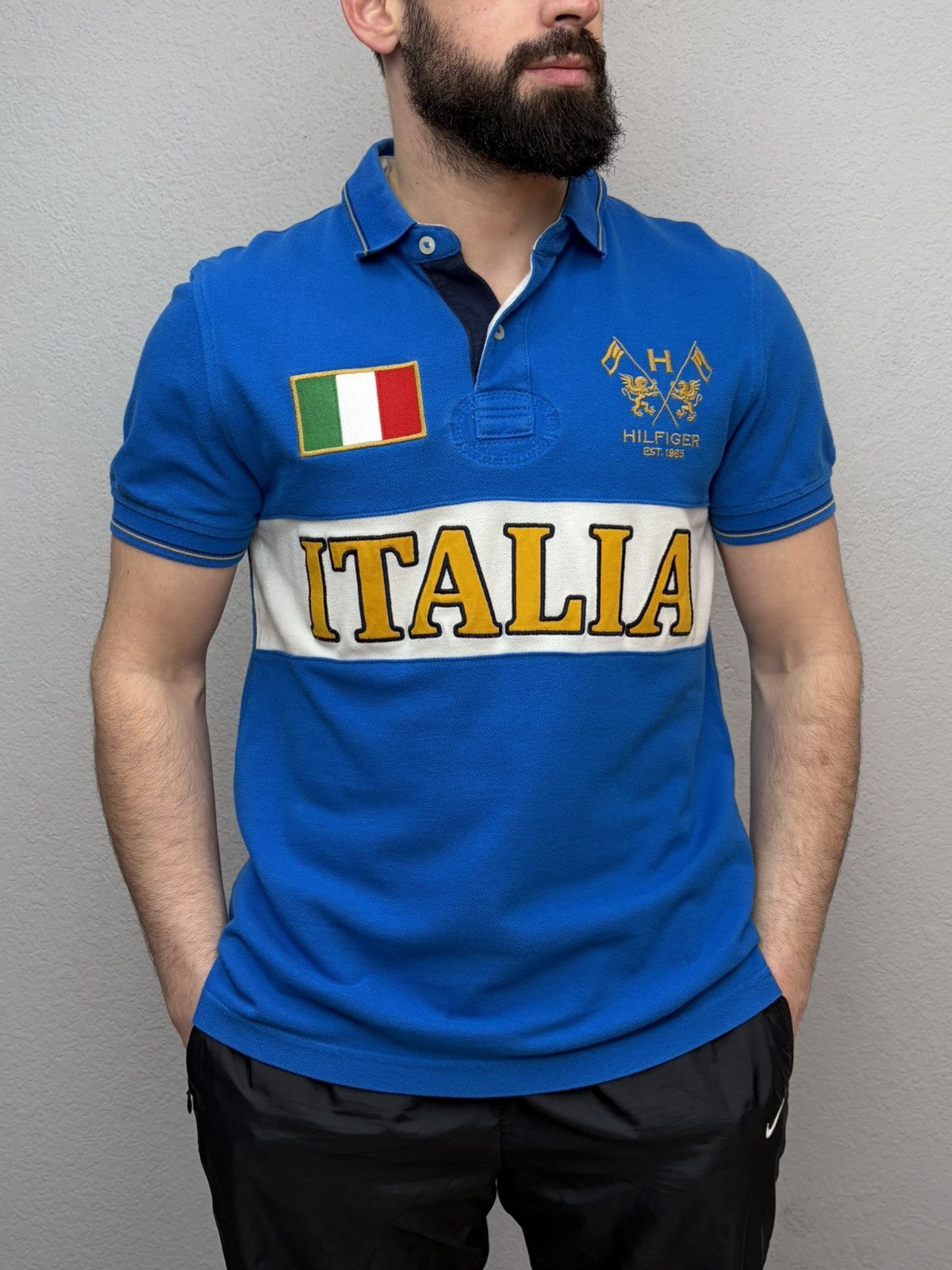 Polo Ralph Lauren Italia Polo Tee Blue 🇮🇹 Vintage Style Big Logo Flag y2k Rugby Size US M / EU 48-50 / 2 - 15 Thumbnail