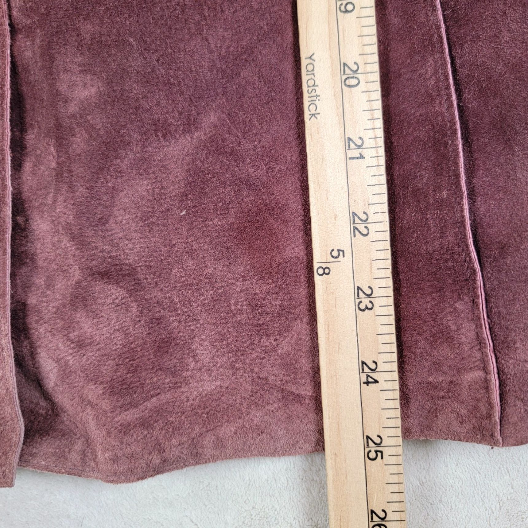 Vintage I.E. Relaxed 100% Leather Suede Plum Purple Jacket Women's Size 14 Relaxed Long Sleeve Button Closure Pockets Collared Lined Preppy Jacket Size XL / US 12-14 / IT 48-50 - 6 Thumbnail