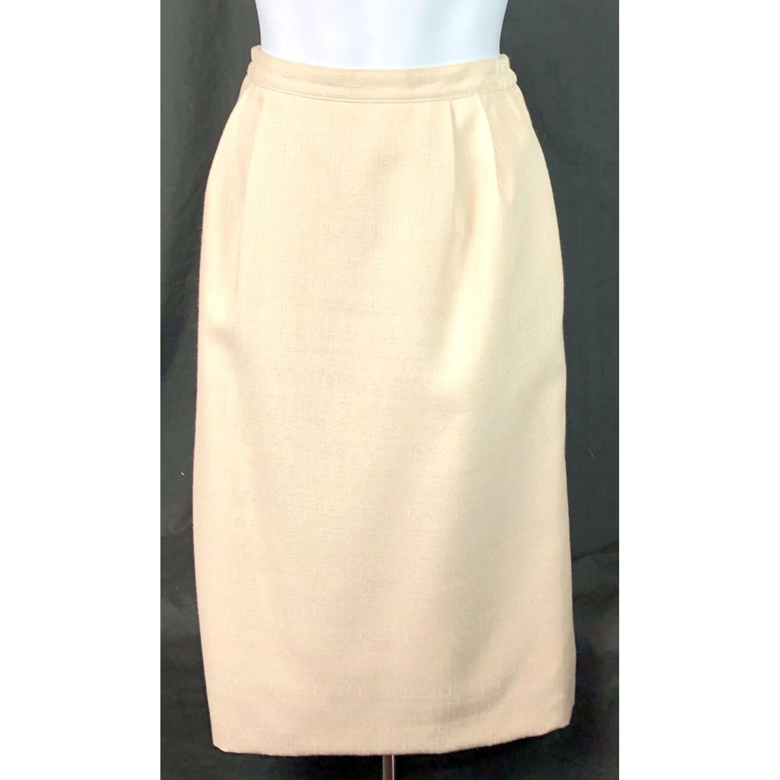Vintage Dress Barn Skirt Suit 10 Ivory 2pc Lined V Neck Pleat Hem Knee Length Back Slit Size 29" - 5 Thumbnail