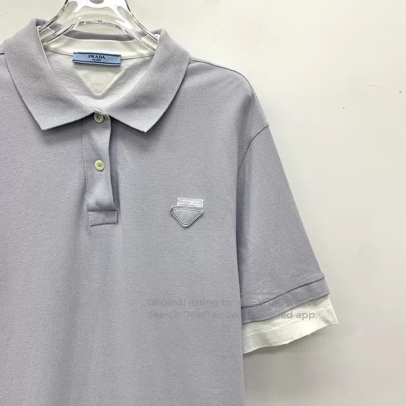 Prada Prada 24 light purple triangle cotton lapel short-sleeved Size XS / US 0-2 / IT 36-38 - 3 Thumbnail
