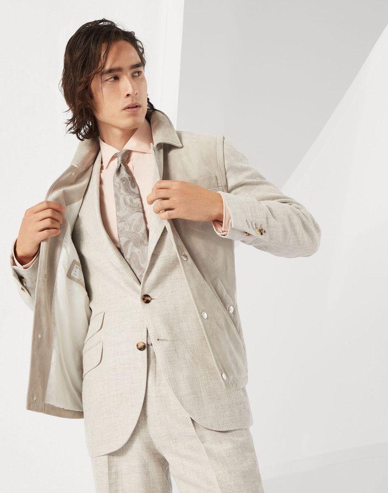 Brunello Cucinelli o1la1rc1a0326 Suede Vest in Beige Size US S / EU 44-46 / 1 - 4 Thumbnail