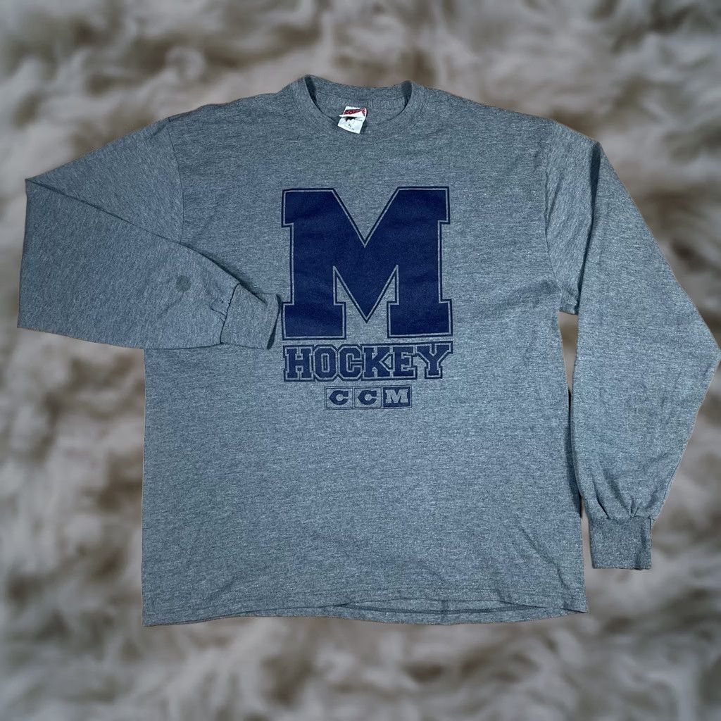 Soffe VTG Soffe T-Shirt Mens XL Gray Long Sleeve Cotton Polyester CrewNeck M Hockey CCM Size US XL / EU 56 / 4 - 1 Thumbnail