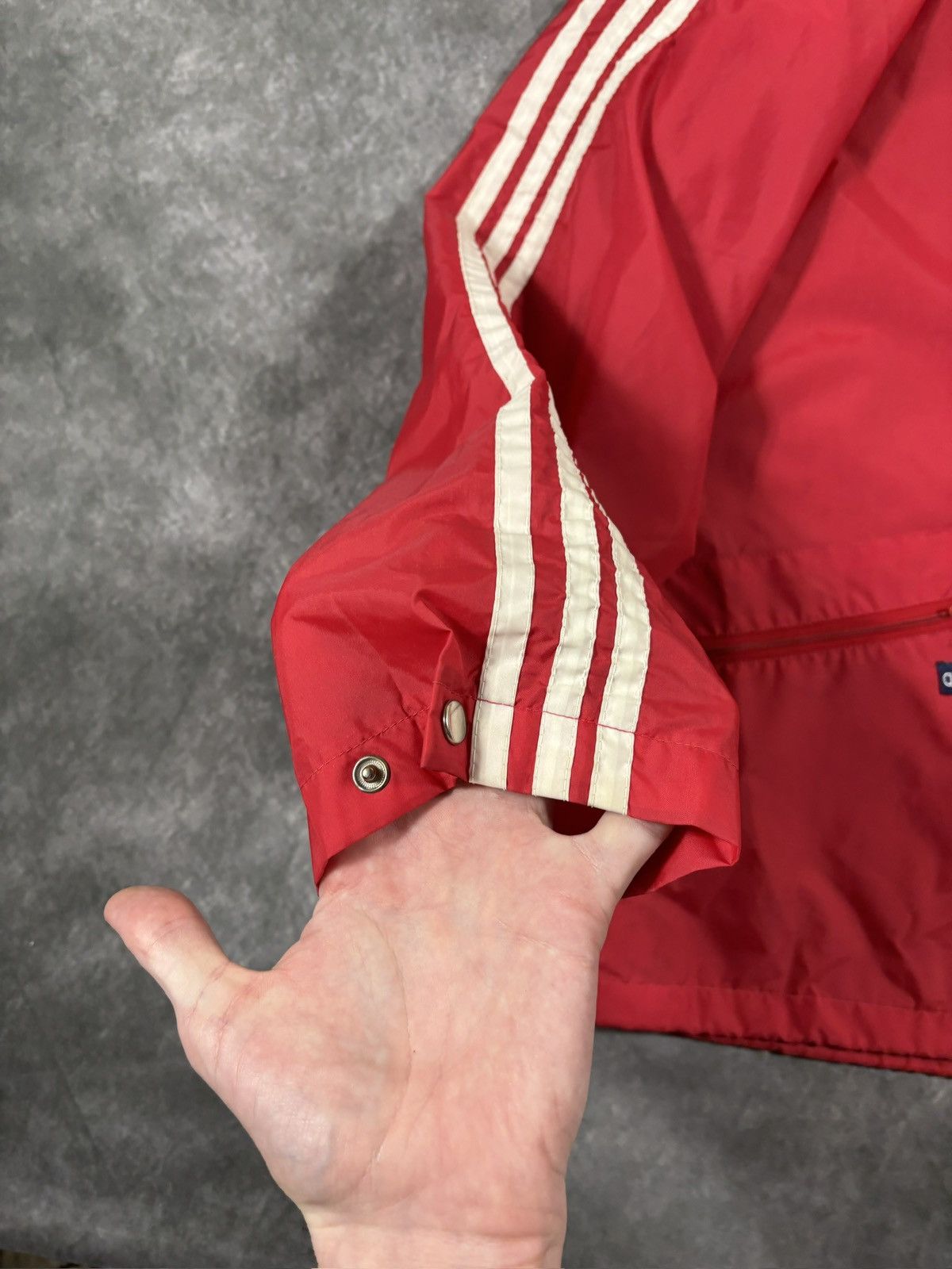 Adidas 1980s Adidas Windbreaker Vintage Track Jacket Hood 3 Stripe Size US M / EU 48-50 / 2 - 8 Thumbnail