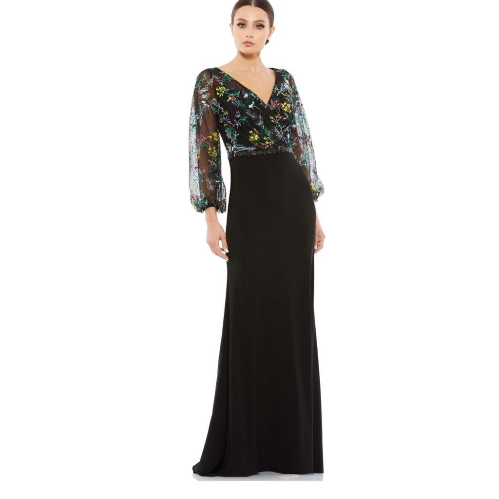 Mac Duggal Mac Duggal EMBROIDERED ILLUSION PUFF SLEEVE Size 6. H Size M / US 6-8 / IT 42-44 - 1 Thumbnail