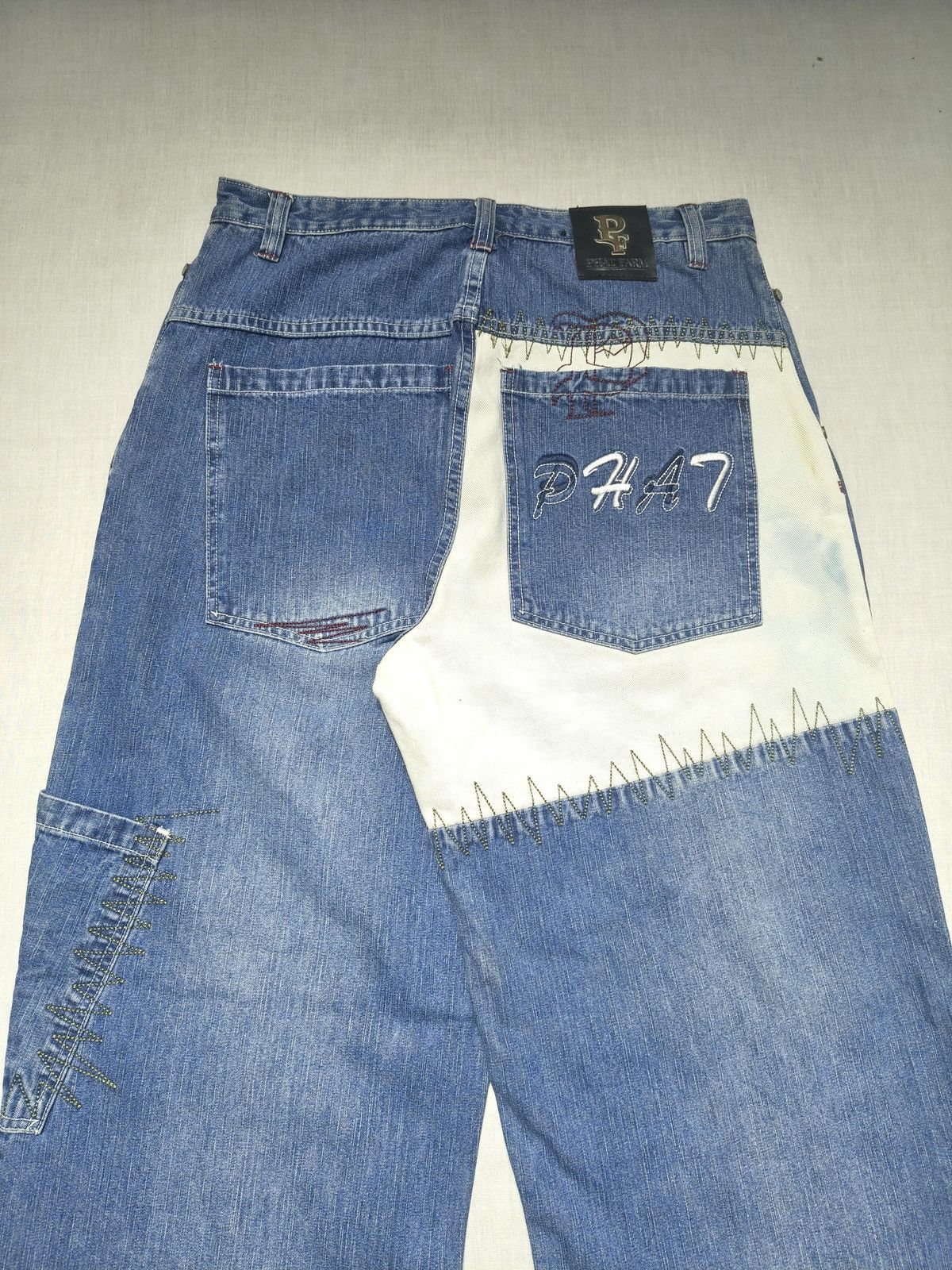 Southpole PHAT FARM INSANE PATCH WORK BAAGY JEANS 🚀(012) Size US 32 / EU 48 - 4 Thumbnail