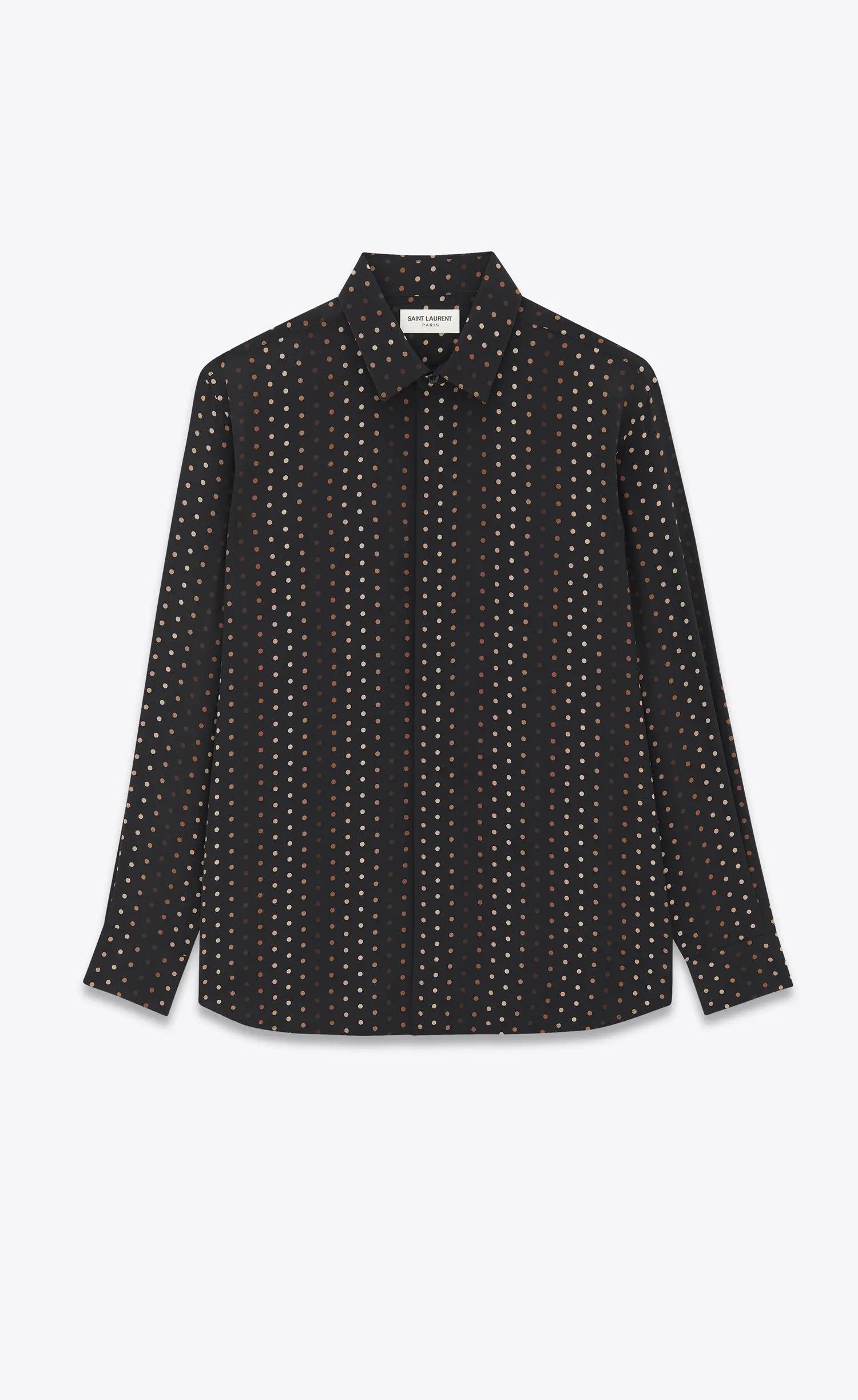 Saint Laurent Paris o1s1wg110325 646850 Shirt In Dotted Crepe De Chine Size US M / EU 48-50 / 2 - 1 Thumbnail