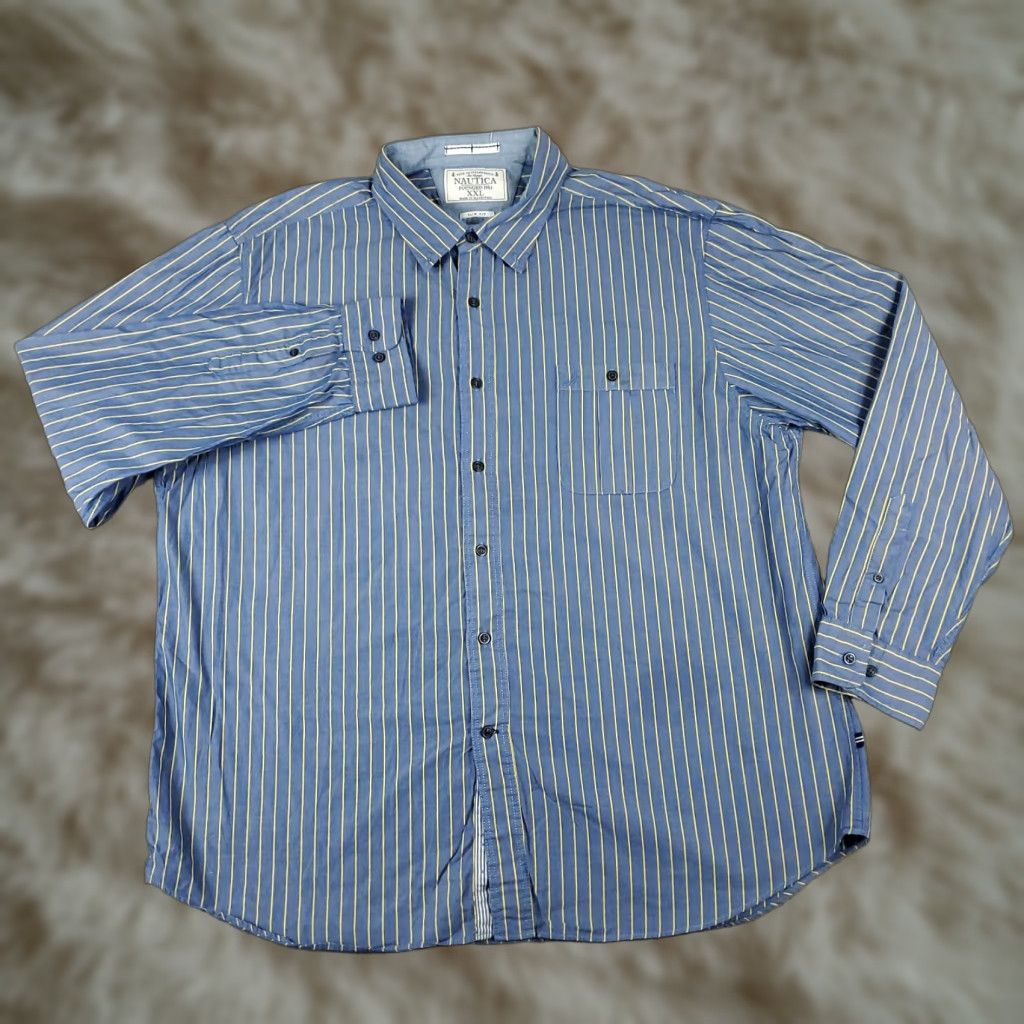 Nautica Nautica Shirt Mens 2XL Blue Striped Button-Up Long Sleeve Casual Classic Preppy Shirt Mens 2XL Blue Striped Button-Down Collared Cotton Woven Size US XXL / EU 58 / 5 - 1 Thumbnail