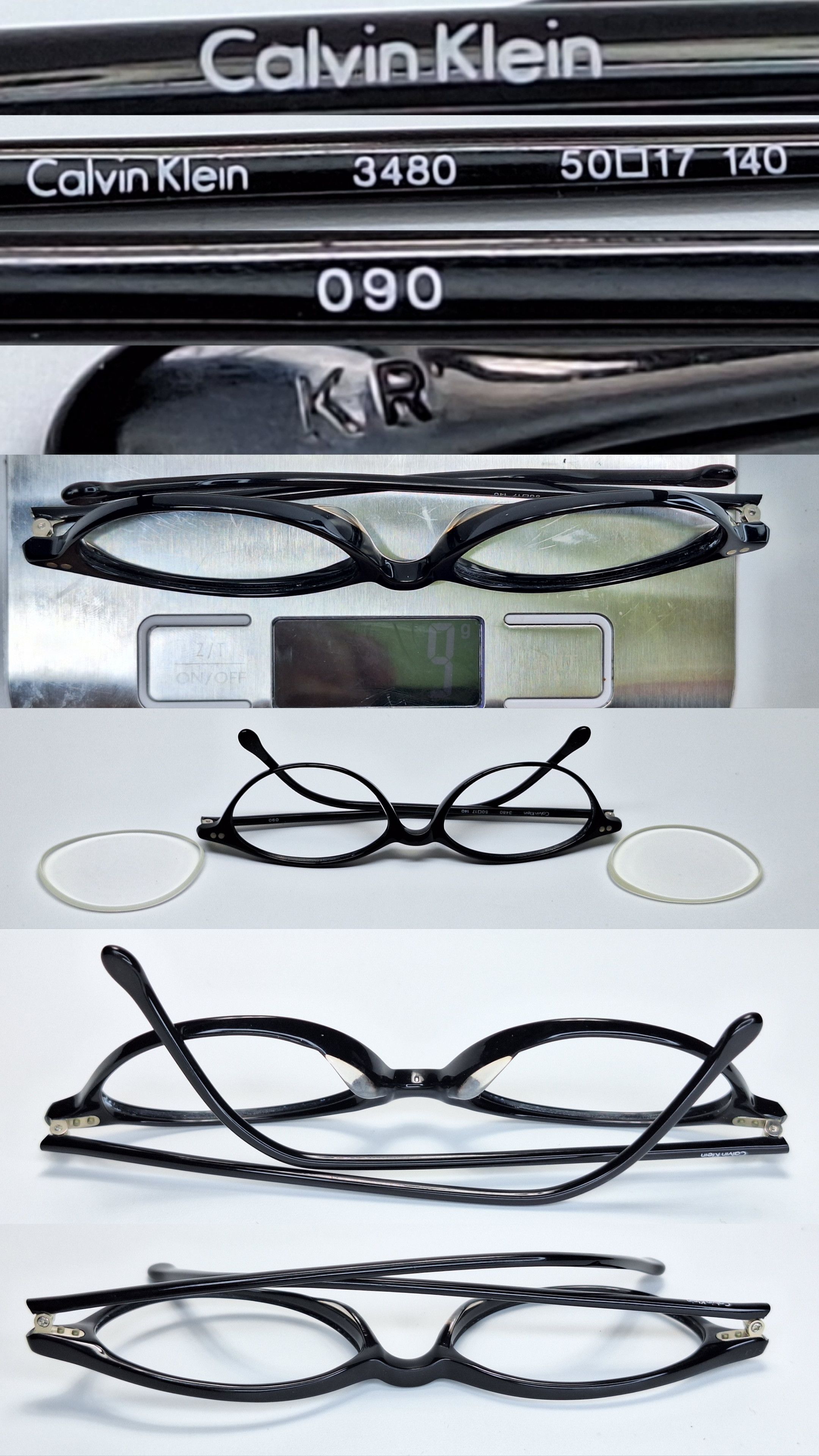 Calvin Klein Calvin Klein 3480 Black Oval Eyeglasses Vintage Geek-Chic Size ONE SIZE - 4 Thumbnail
