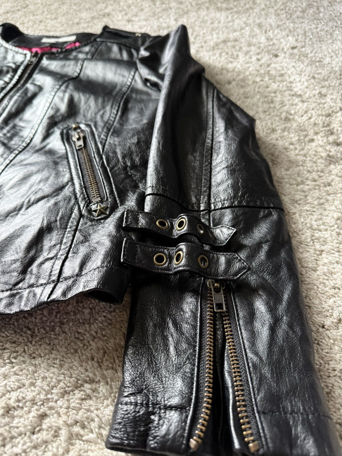 If Six Was Nine Rare Vintage Y2K Leather Jacket Size S / US 4 / IT 40 - 3 Thumbnail