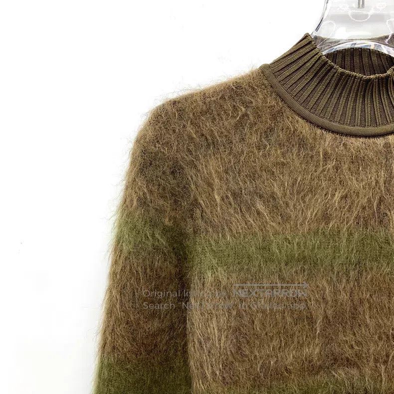 Hermes Hermes Dark brown striped cashmere high-neck long-sleeve k Size XS / US 0-2 / IT 36-38 - 3 Thumbnail