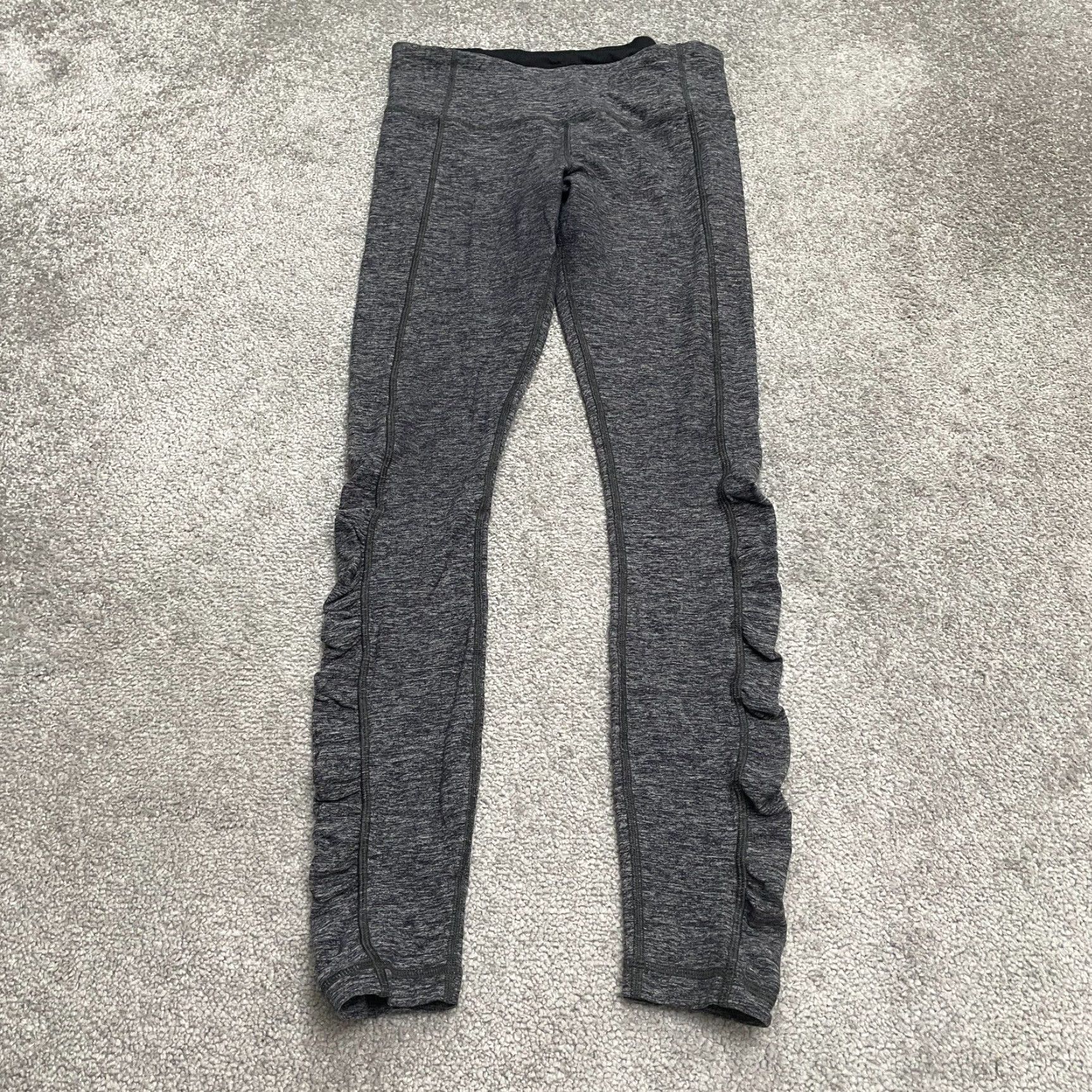 Lululemon VINTAGE Lululemon Ruched Compression Leggings Womens 8 Dark Gray Active Yoga Gym 28x29 Size 30" / US 8 / IT 44 - 2 Thumbnail