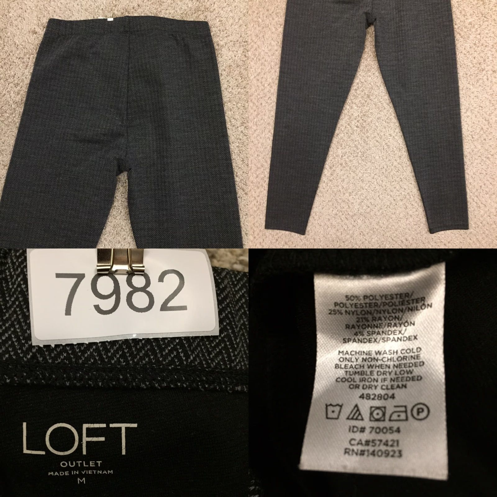 Loft LOFT Leggings Womens Medium Gray Herringbone High Rise 30x26 Ankle Inseam 26in Polyester Blend Regular Lis Womens Size 32" / US 10 / IT 46 - 8 Thumbnail
