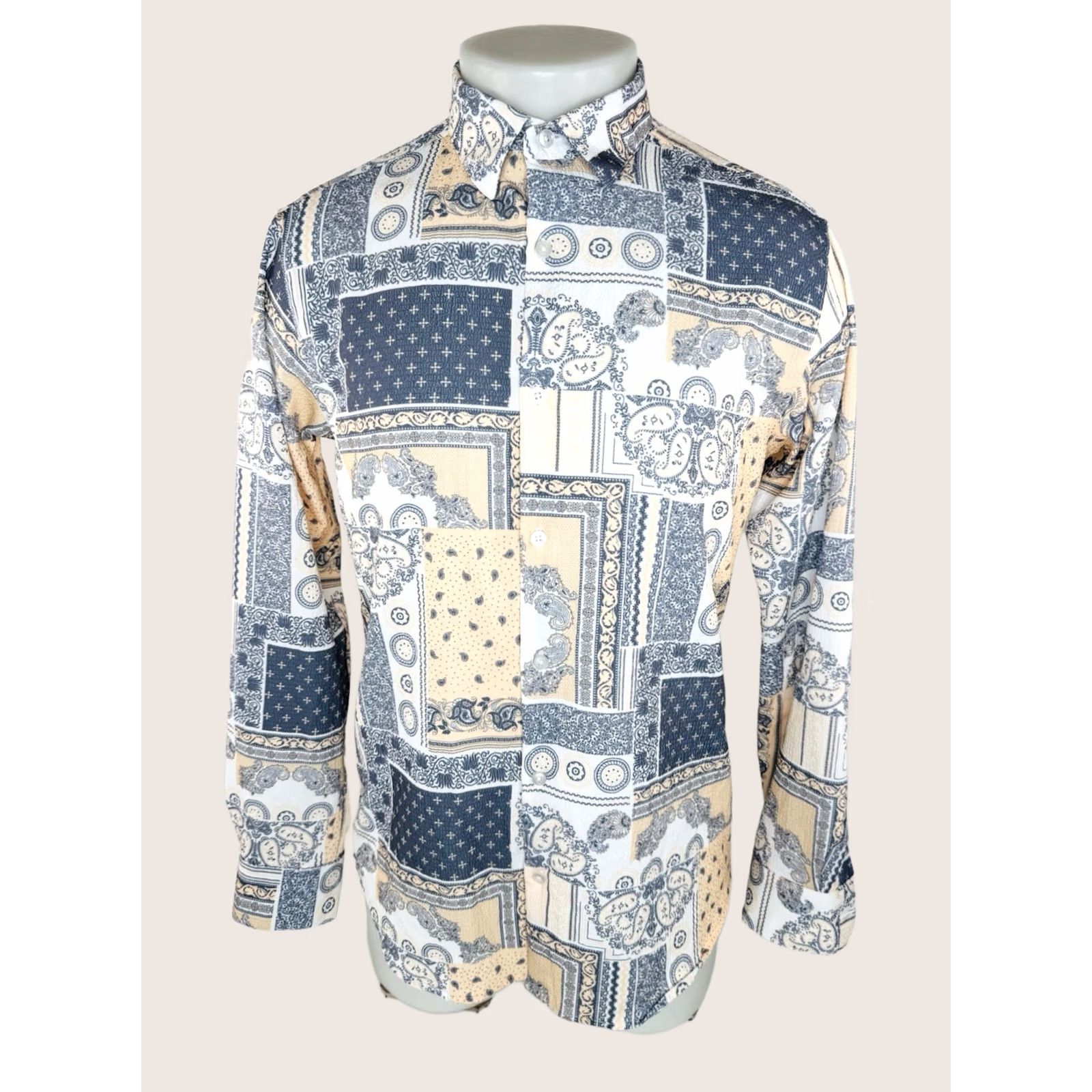 Paul Smith PAUL SMITH Paisley Papier Mache Mens L Tailored Fit Shirt Long Sleeve Button-Up Salmon Gray EXCELLENT Size US L / EU 52-54 / 3 - 1 Thumbnail