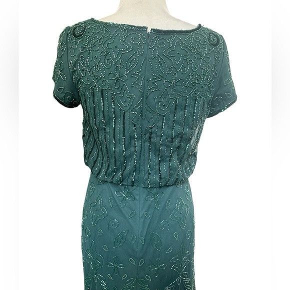 Adrianna Papell Emerald Green Beaded Dress