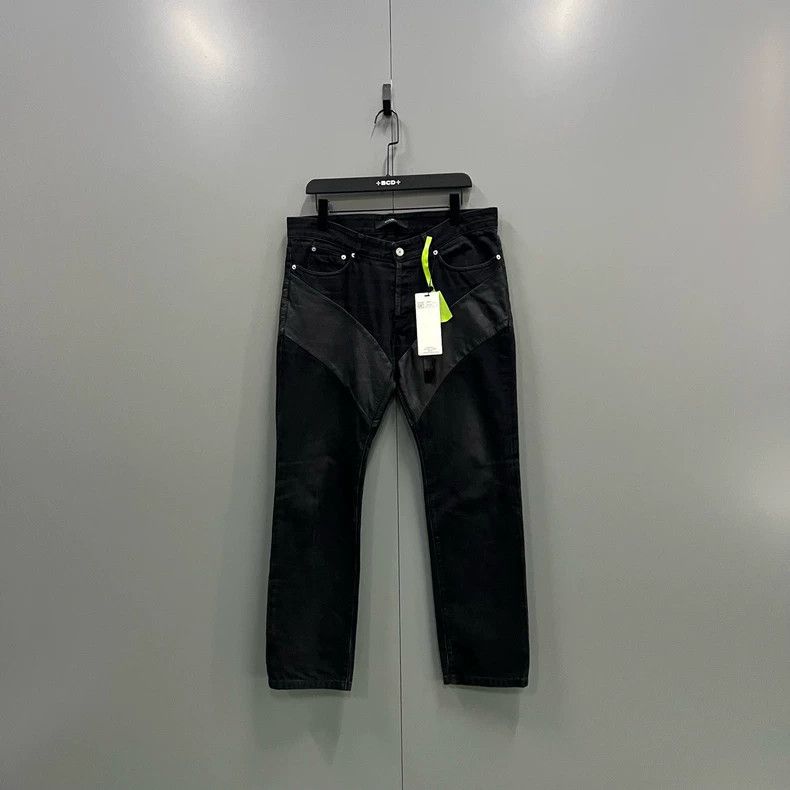 Other Givenchy Size33 Black Leather-patched Jeans Size US 33 - 1 Thumbnail