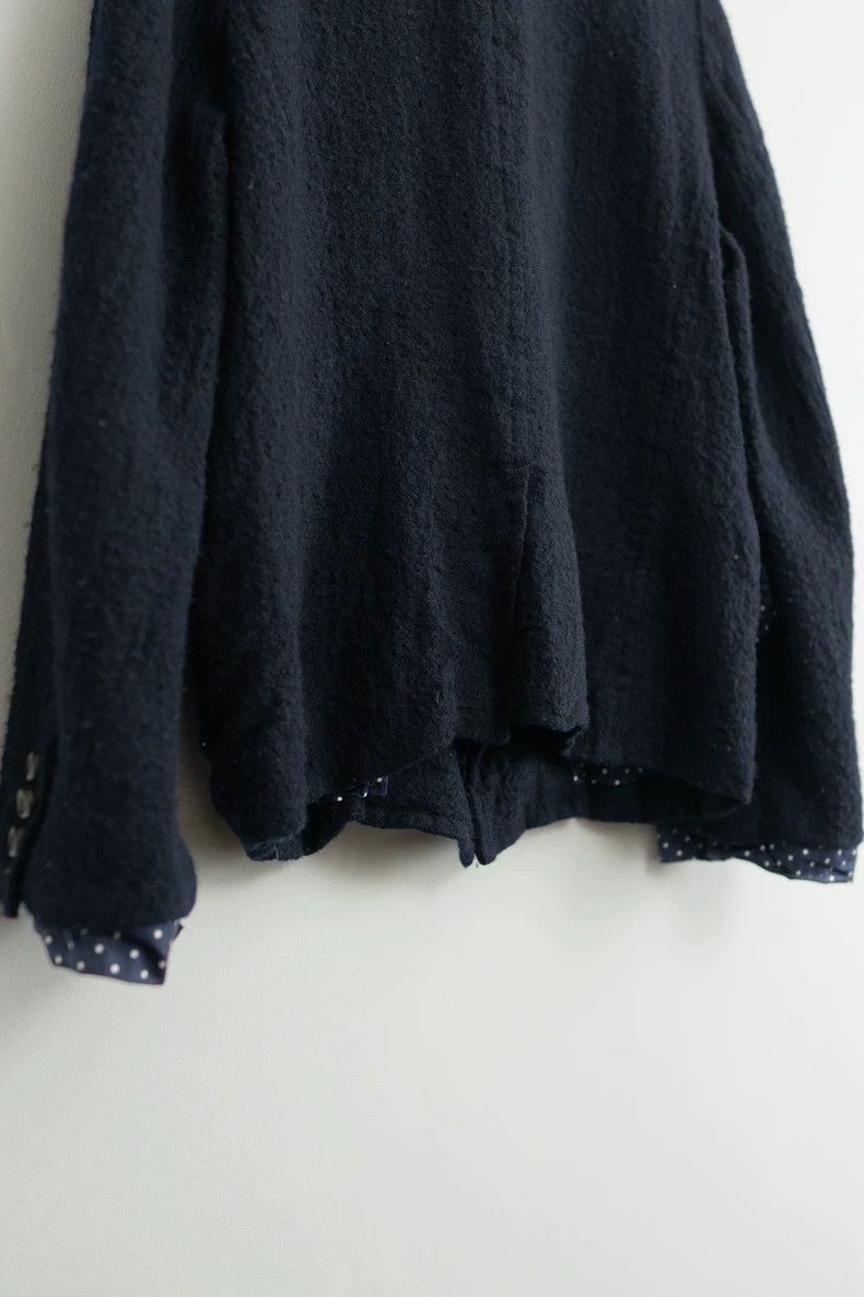 Comme des Garcons Comme des Garcons Navy blue felted wool lapel single-breas Size S / US 4 / IT 40 - 7 Thumbnail