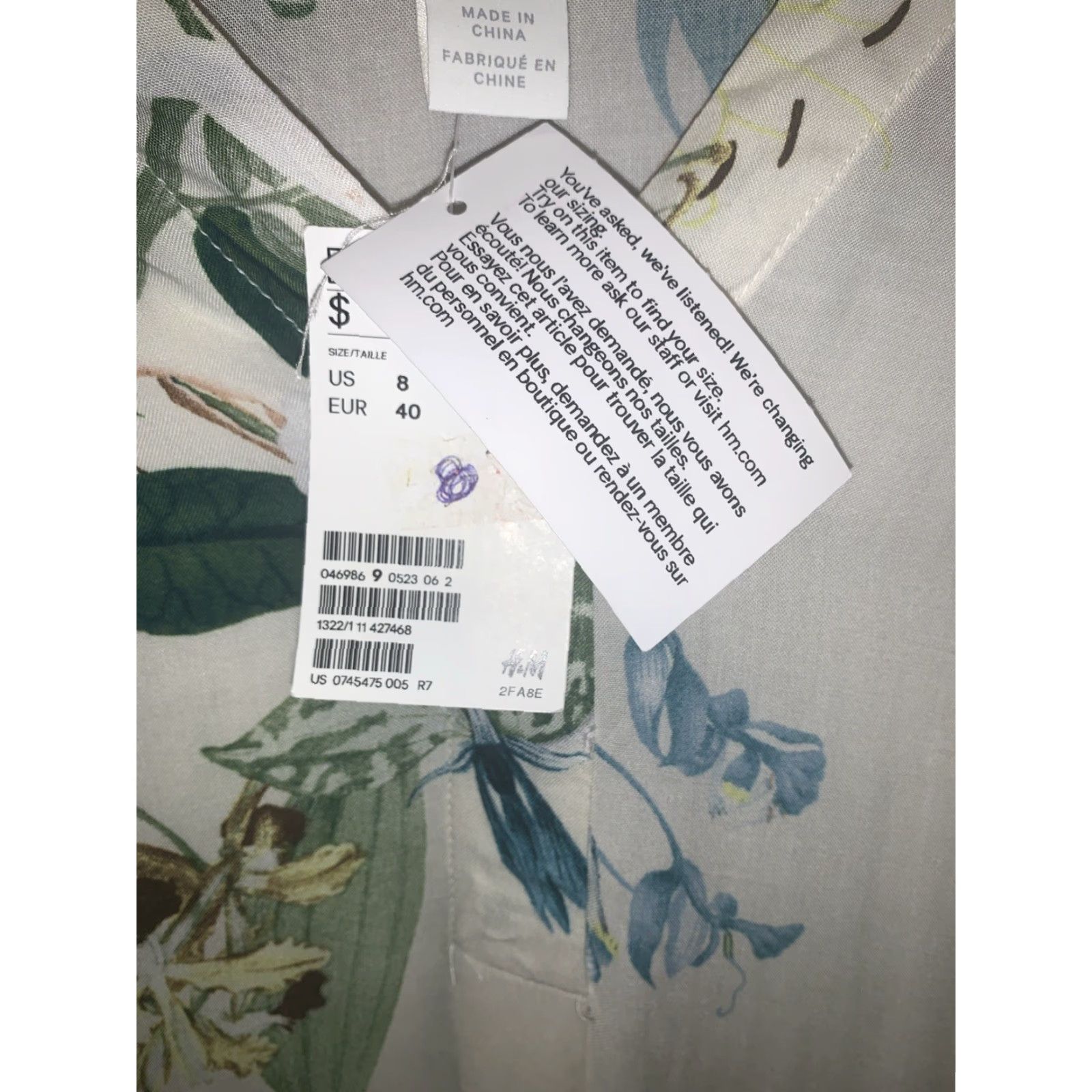 H&M H&M Dress Knee Length Floral V-Neck Multicolor 8 Short Sleeve Pullover Casual Tropical Size M / US 6-8 / IT 42-44 - 5 Thumbnail