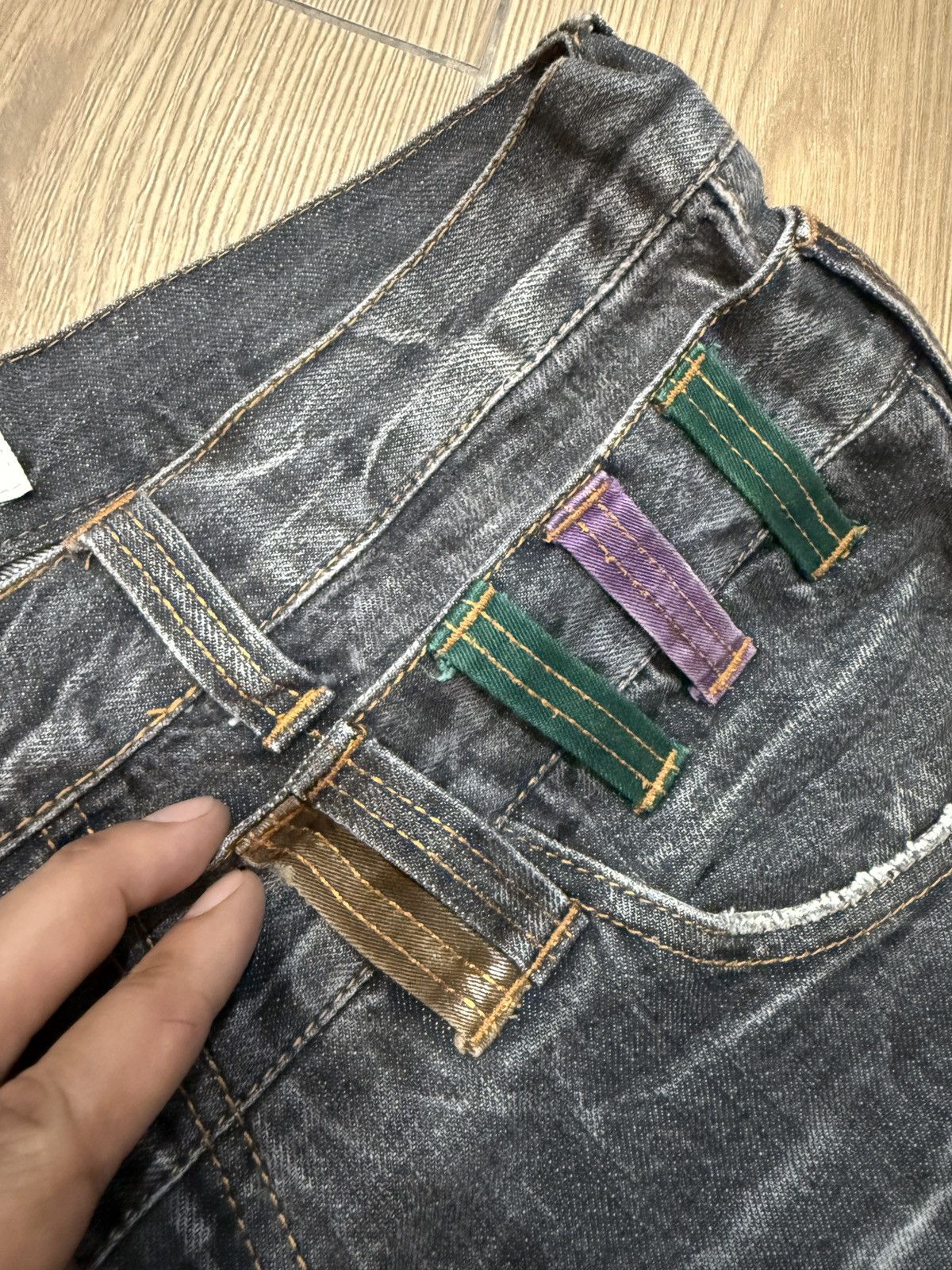 If Six Was Nine Nylaus Double Waist Jeans Denim Pants Thunder Design Size US 33 - 13 Thumbnail