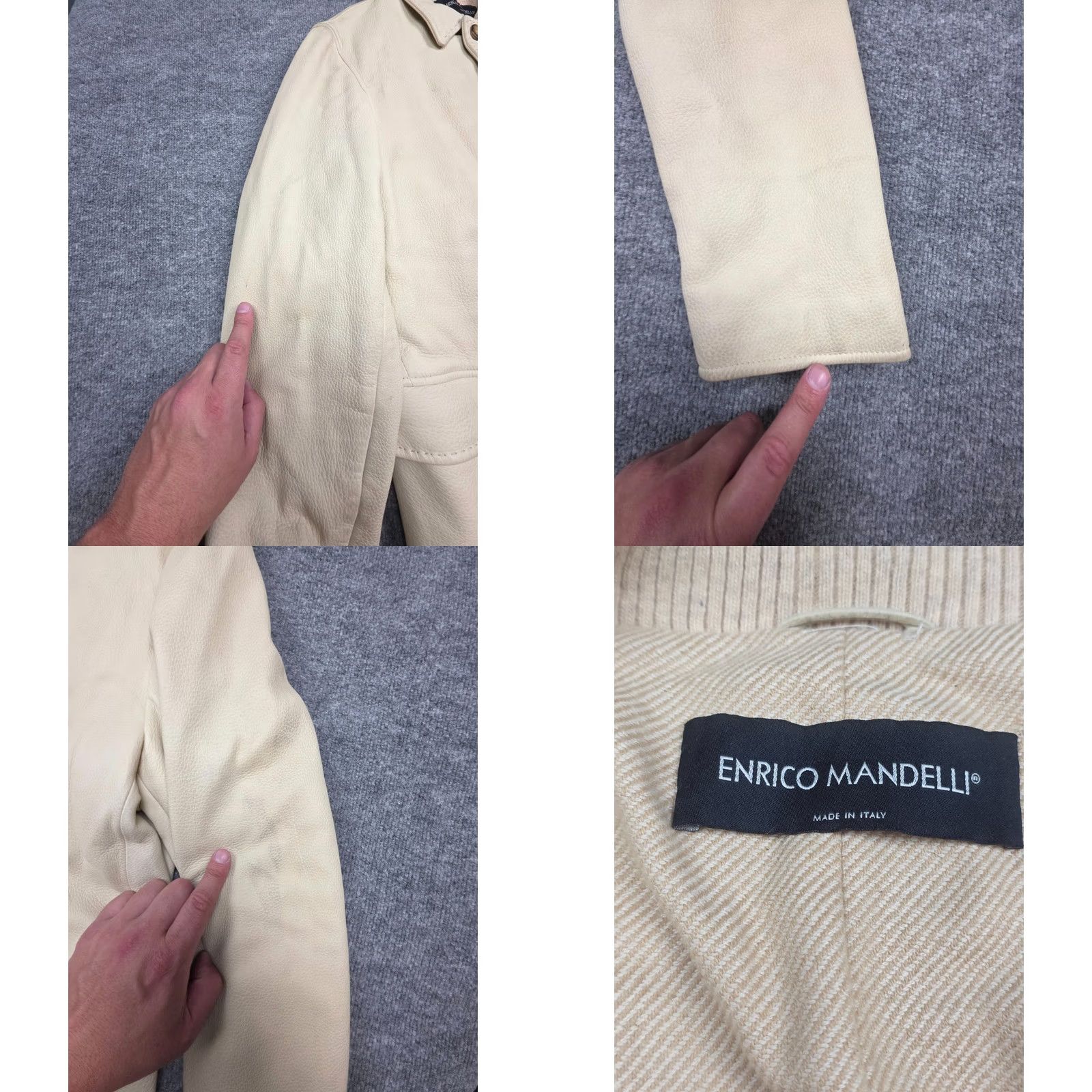 Mandelli Enrico Mandelli Leather Jacket Men's L Ivory DEERSKIN Camel Hair Lined Overcoat Size US L / EU 52-54 / 3 - 8 Thumbnail