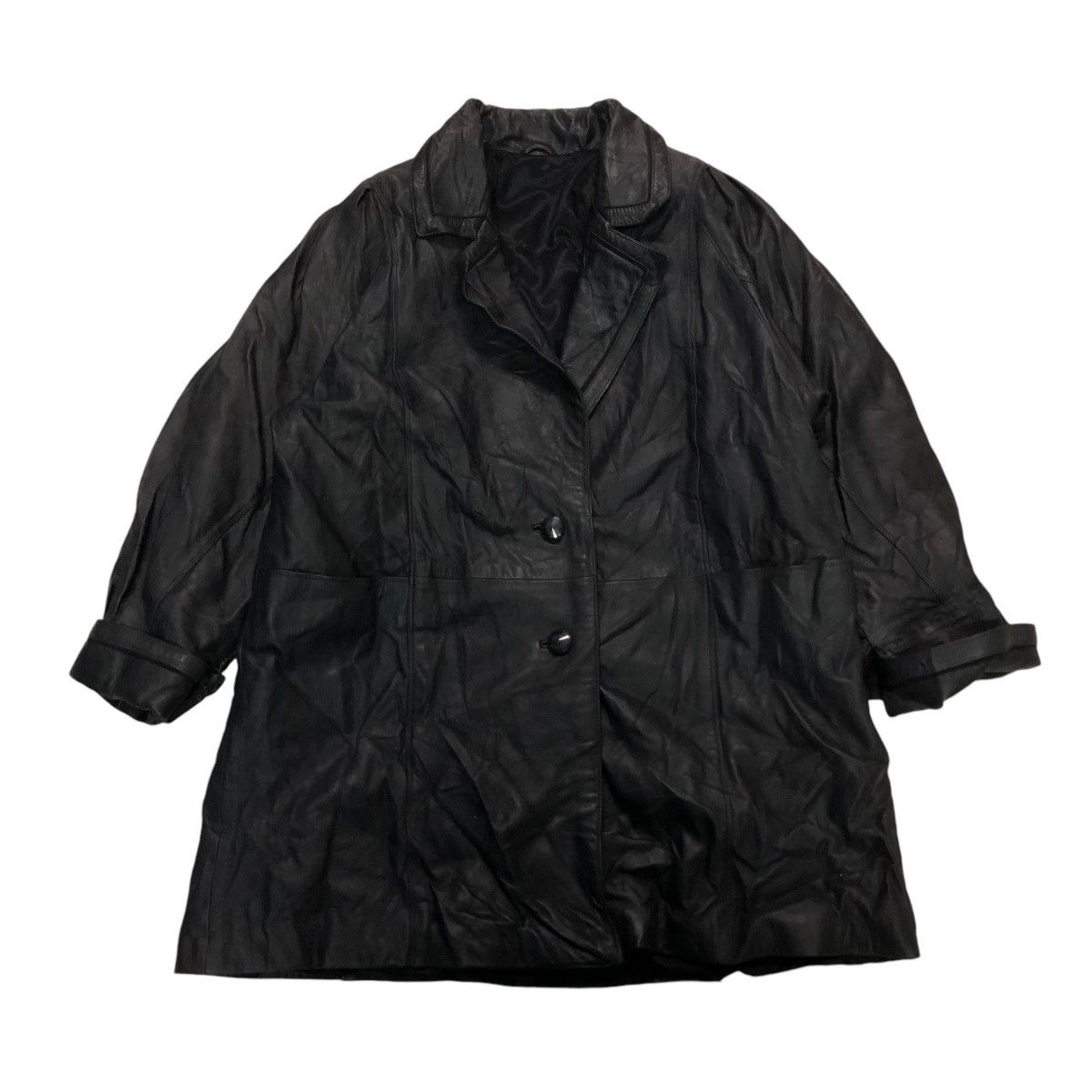 Japanese Brand 🔥VINTAGE GENUINE LEATHER JACKET DOUBLE BREAST OJATTI ITALY Size US M / EU 48-50 / 2 - 1 Thumbnail