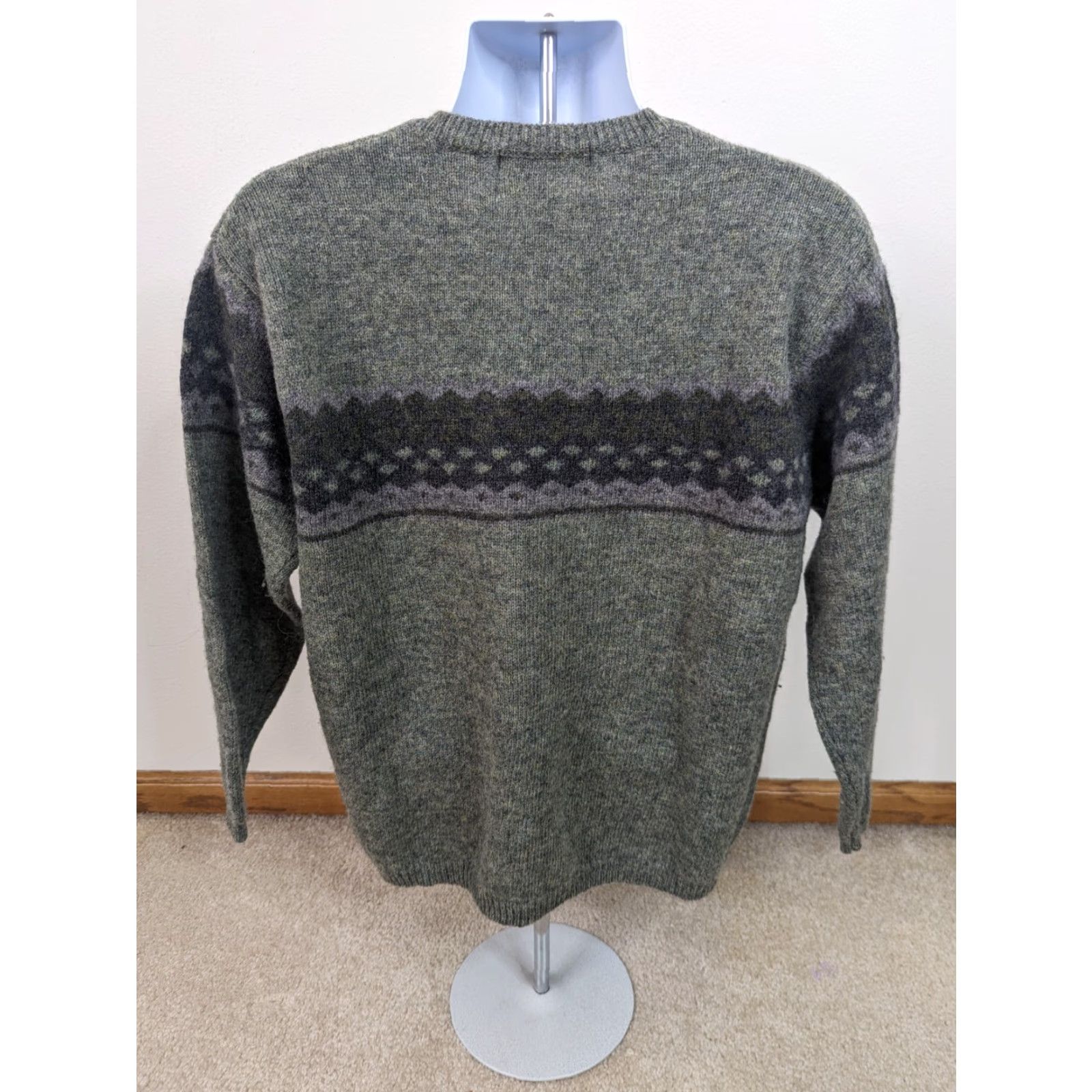 Vintage VINTAGE Express Bleus Sweater Pullover 90s Wool Crew Neck Long Sleeve Men’s Large Green 100% Wool Ski Fall Winter S10 90s Classic Theme Mens Size US L / EU 52-54 / 3 - 3 Thumbnail