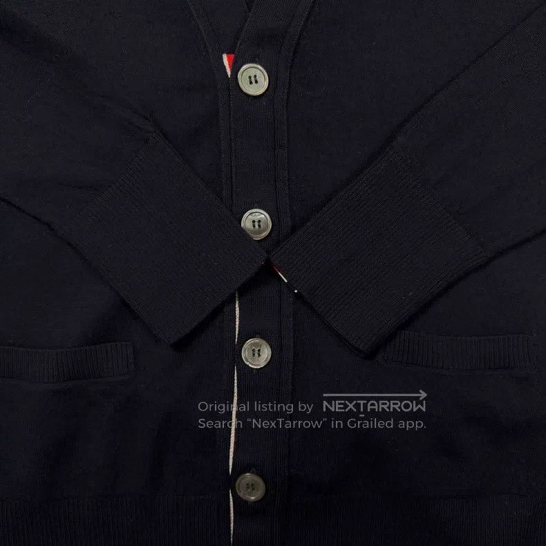 Thom Browne Thom Browne Blue V-Neck Wool Cardigan Size US M / EU 48-50 / 2 - 6 Thumbnail
