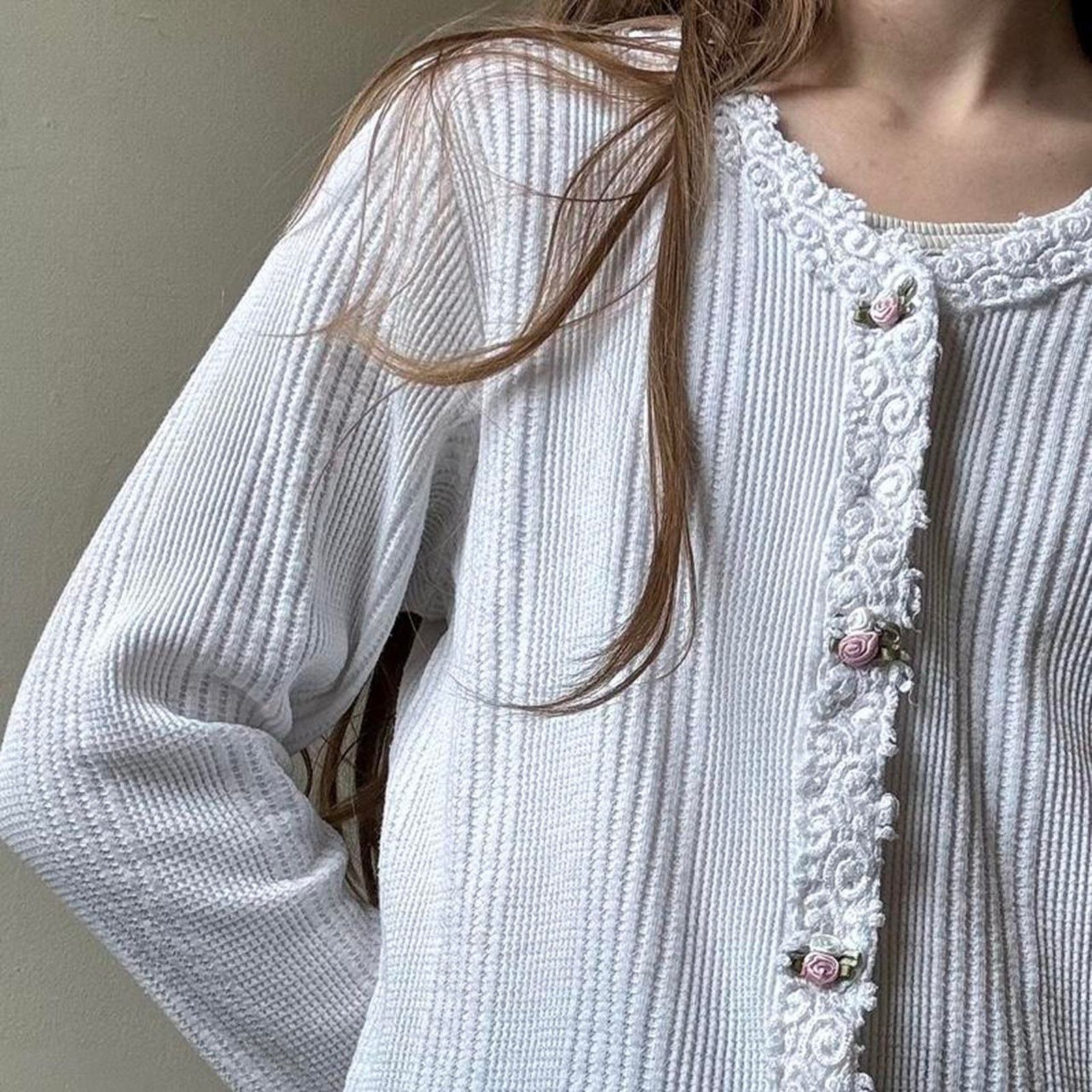 Vintage Vintage LA Gold Ribbed Rose Cardigan Intimates Femme Size ONE SIZE - 2 Thumbnail