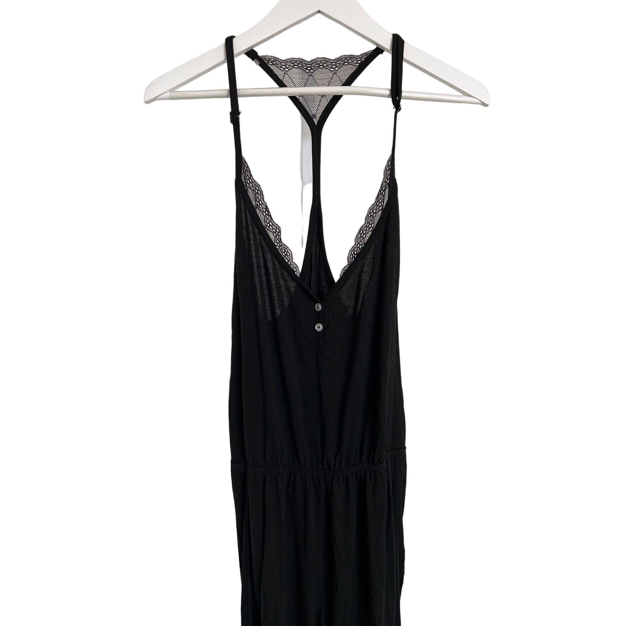 Splendid Splendid Black Lace-Trimmed Lounge Jumpsuit Size 26" / US 2 / IT 38 - 4 Thumbnail