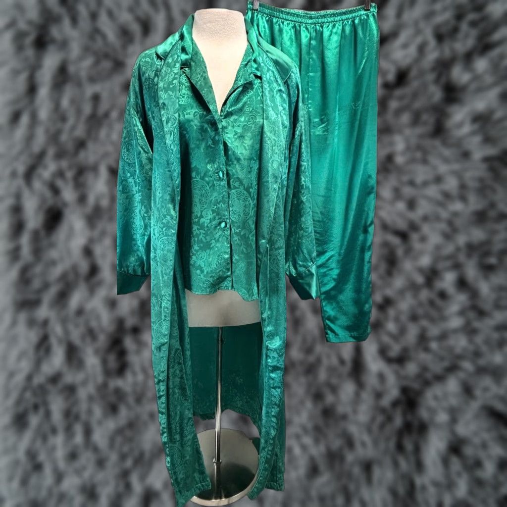 Victoria's Secret VINTAGE Victorias Secret Pajama Robe Set Women’s Sz Small Green 90s Gold Label Size ONE SIZE - 1 Thumbnail