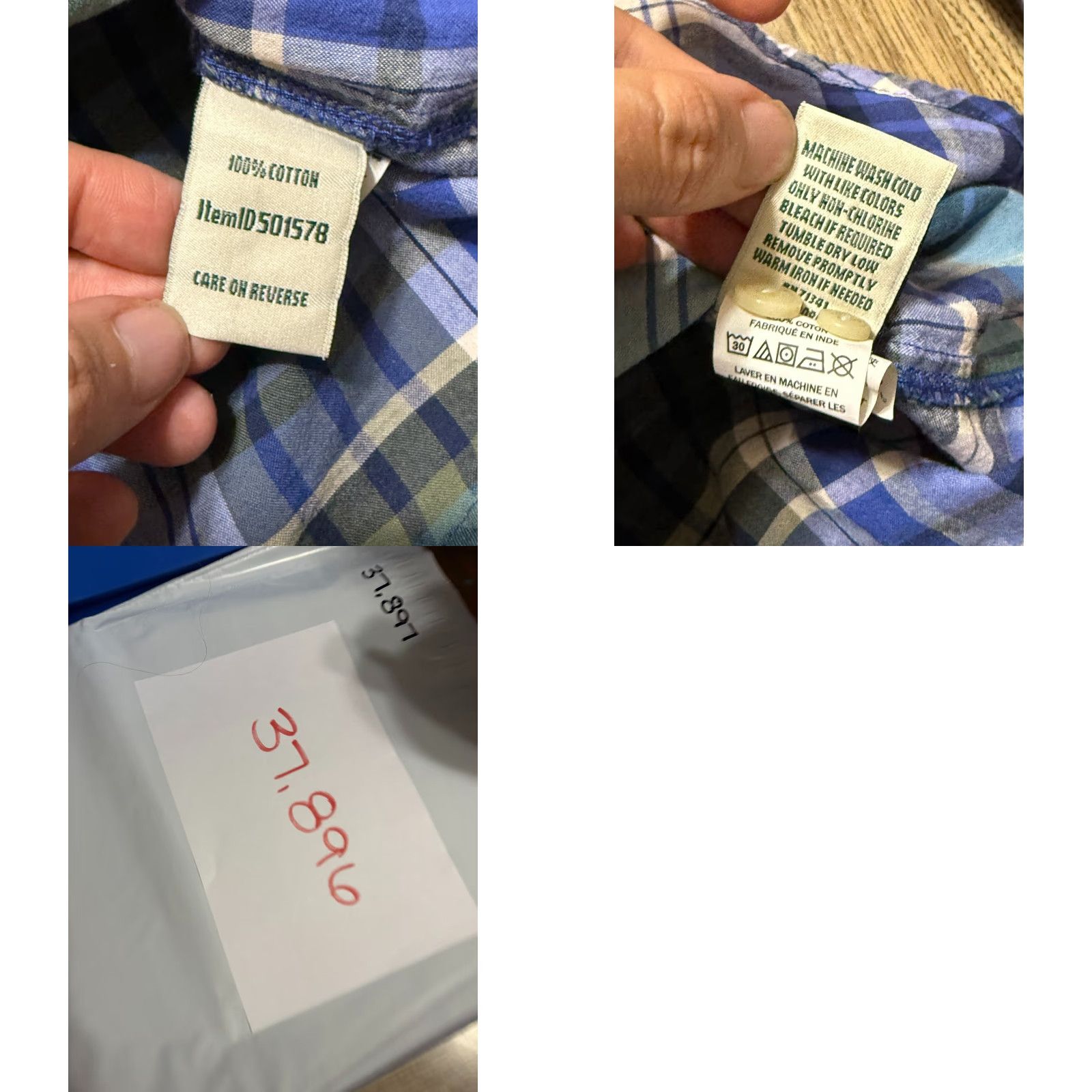 Vintage L.L. Bean Shirt Men's Small Blue White Plaid Long Sleeve Button Up Shirt Size US S / EU 44-46 / 1 - 8 Thumbnail