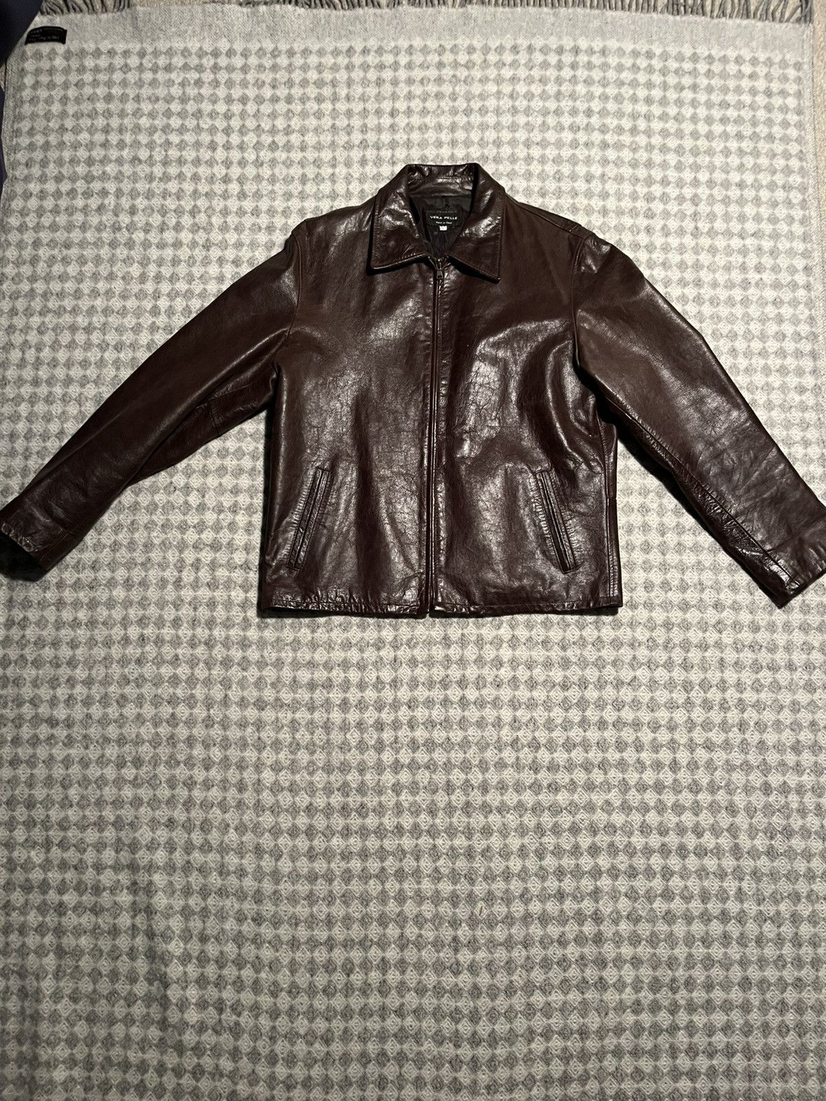 Vera Pelle Vera Pelle Brown Cow Leather Jacket Made in Italy Size US L / EU 52-54 / 3 - 1 Thumbnail