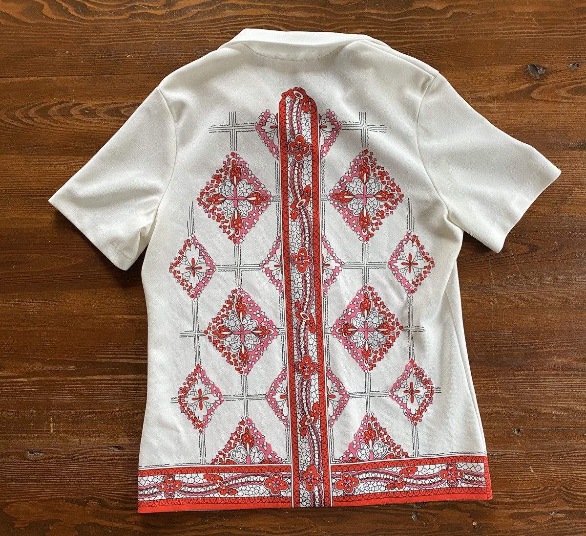 Retrofit × Vintage Vintage 60’s Smartique Stain Glass Pattern Poly Button Up Size L / US 10 / IT 46 - 10 Thumbnail