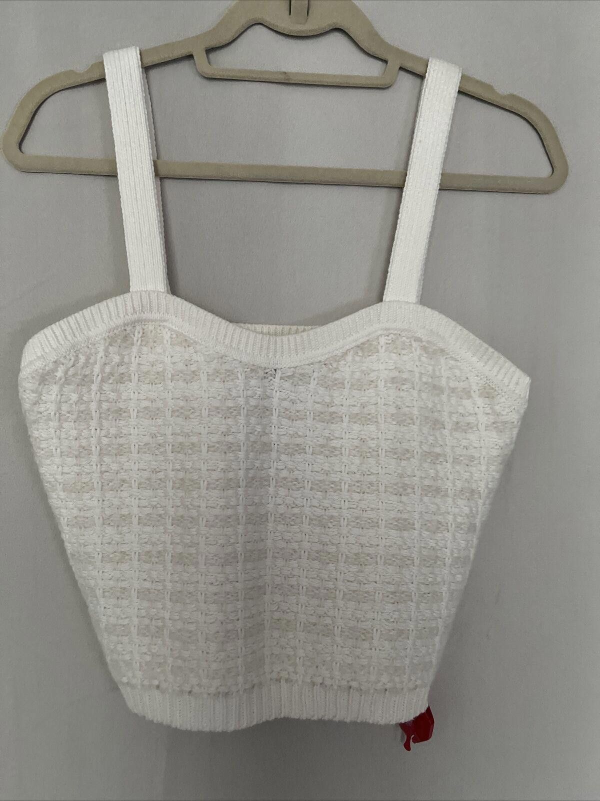 image of Made In USA NWT Maje White/cream Crochet Knit Crop Top, Women's (Size Medium)