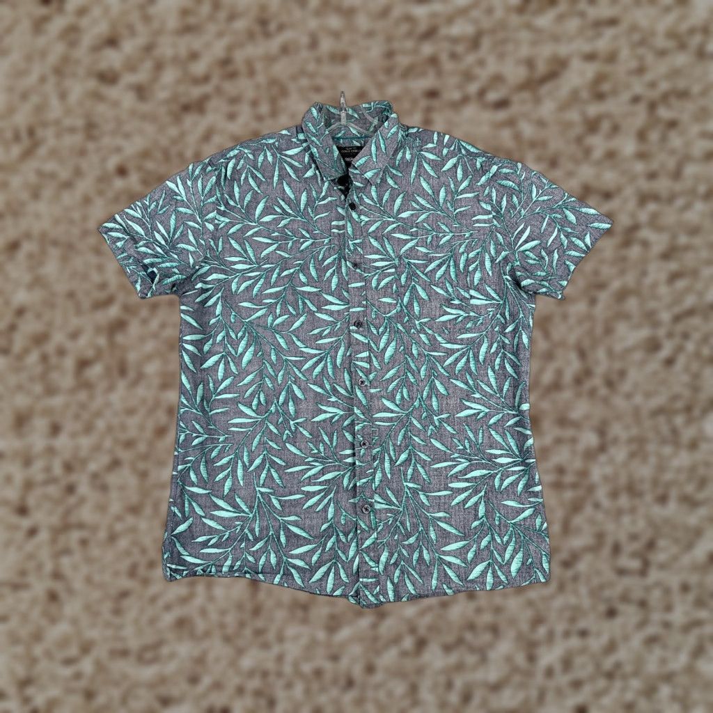 Mossimo Mossimo Shirt Men Medium Blue Floral 100% Cotton Slim Fit Hawaiian Inside Out Size US M / EU 48-50 / 2 - 1 Thumbnail