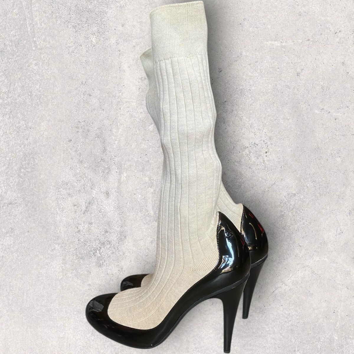 Chanel Chanel knit sock and patent leather Heels Size US 8.5 / IT 38.5 - 1 Thumbnail