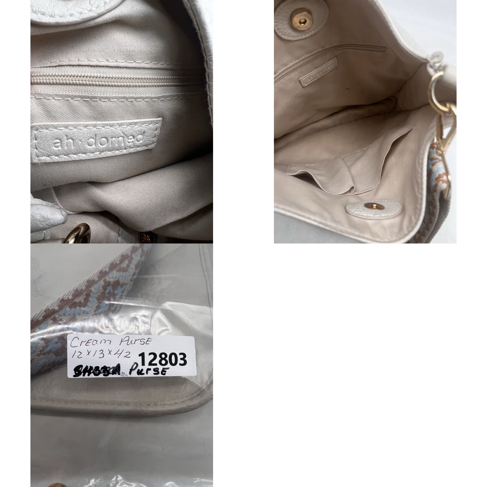 Vintage ahdorned Messenger Crossbody Bag Cream 12" x 13" Faux Leather Crossbody Women Medium Vintage No Size ONE SIZE - 8 Thumbnail