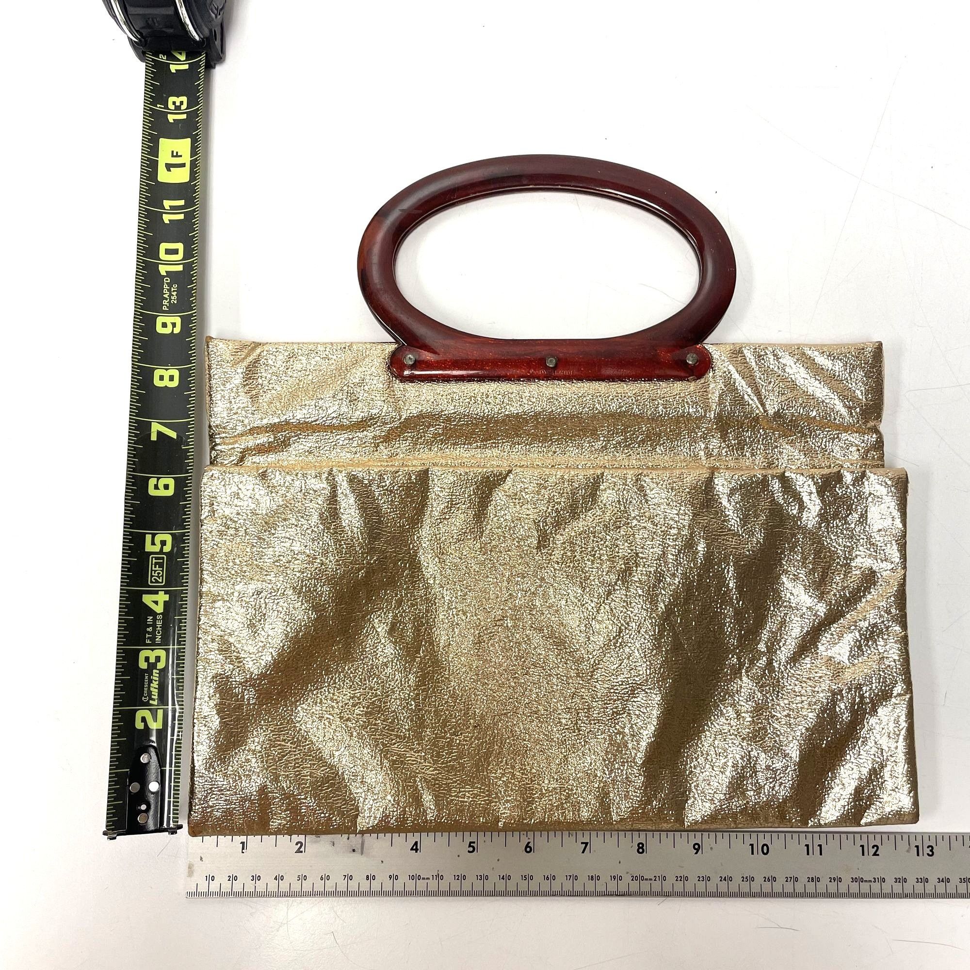 Other Vtg Lady's Pride HandBag Shiny METALLIC GOLD Purse Size ONE SIZE - 8 Thumbnail