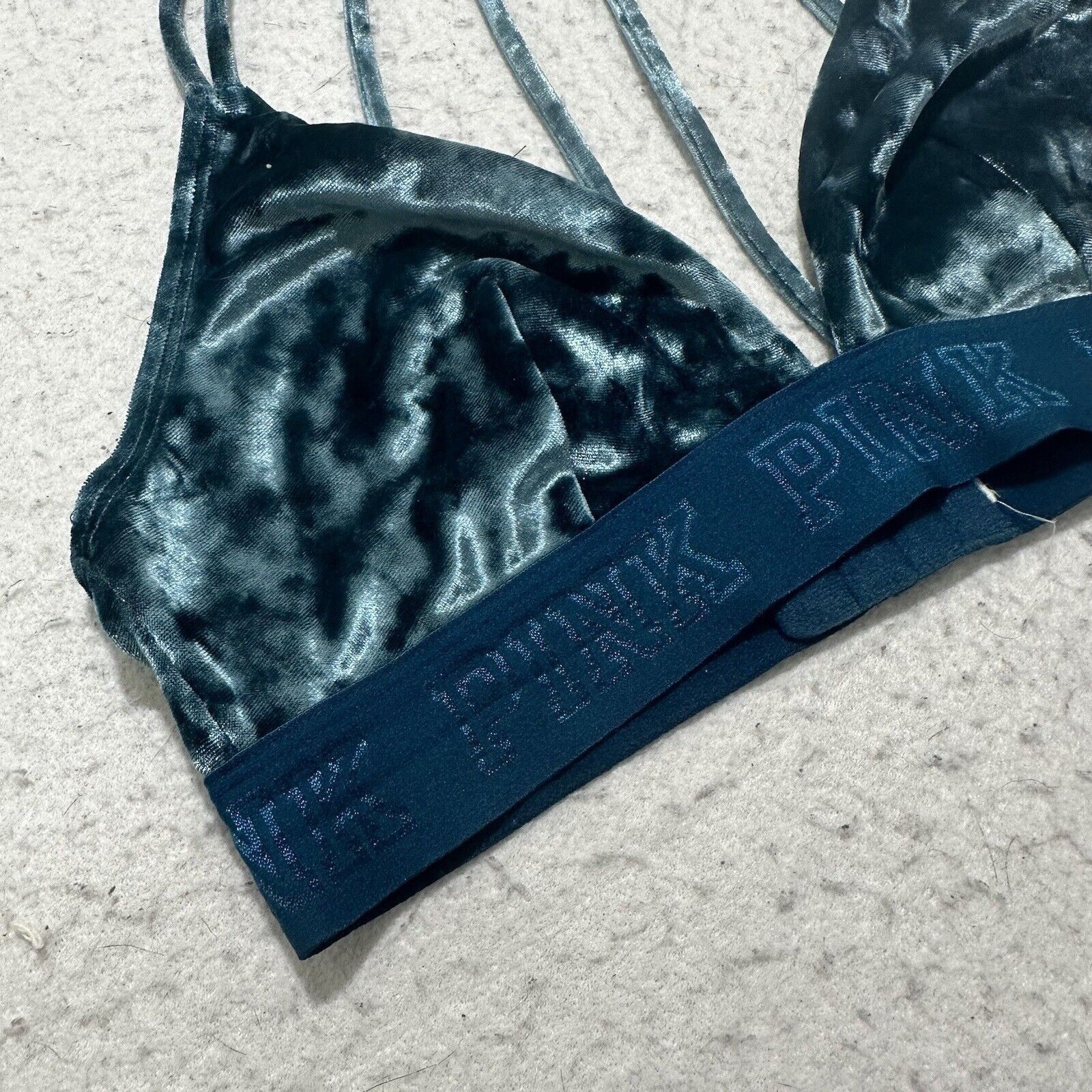 Victoria's Secret Victorias Secret Small Teal Blue Velvet Bralette Strappy Bra Size ONE SIZE - 3 Thumbnail