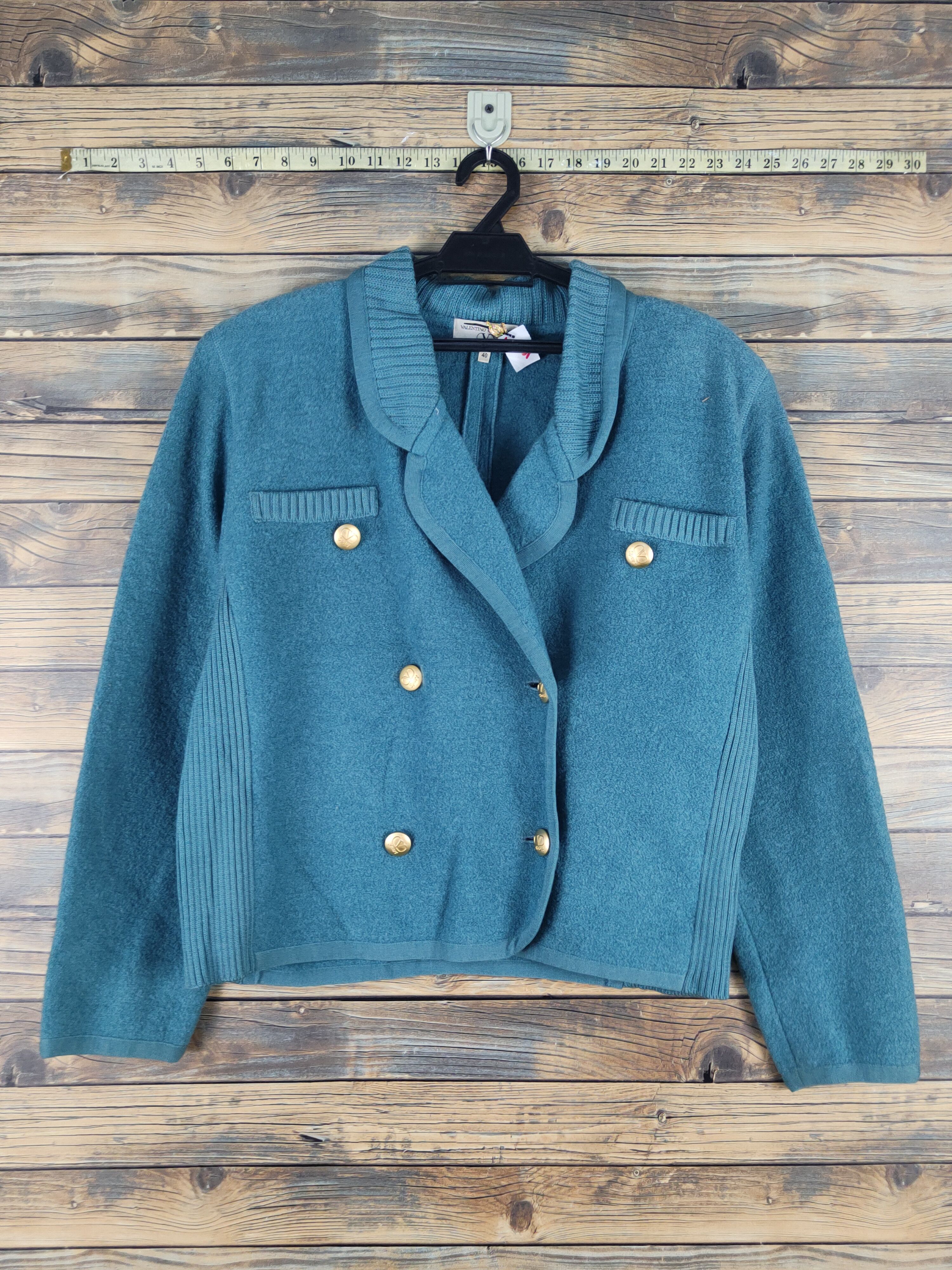 Homespun Knitwear Valentino Garavani Turquoise Knitwear jacket #W1331 Size S / US 4 / IT 40 - 1 Thumbnail