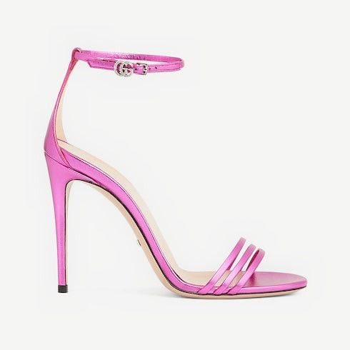 Gucci Double G Metallic Heeled Sandals SIZE 36.5