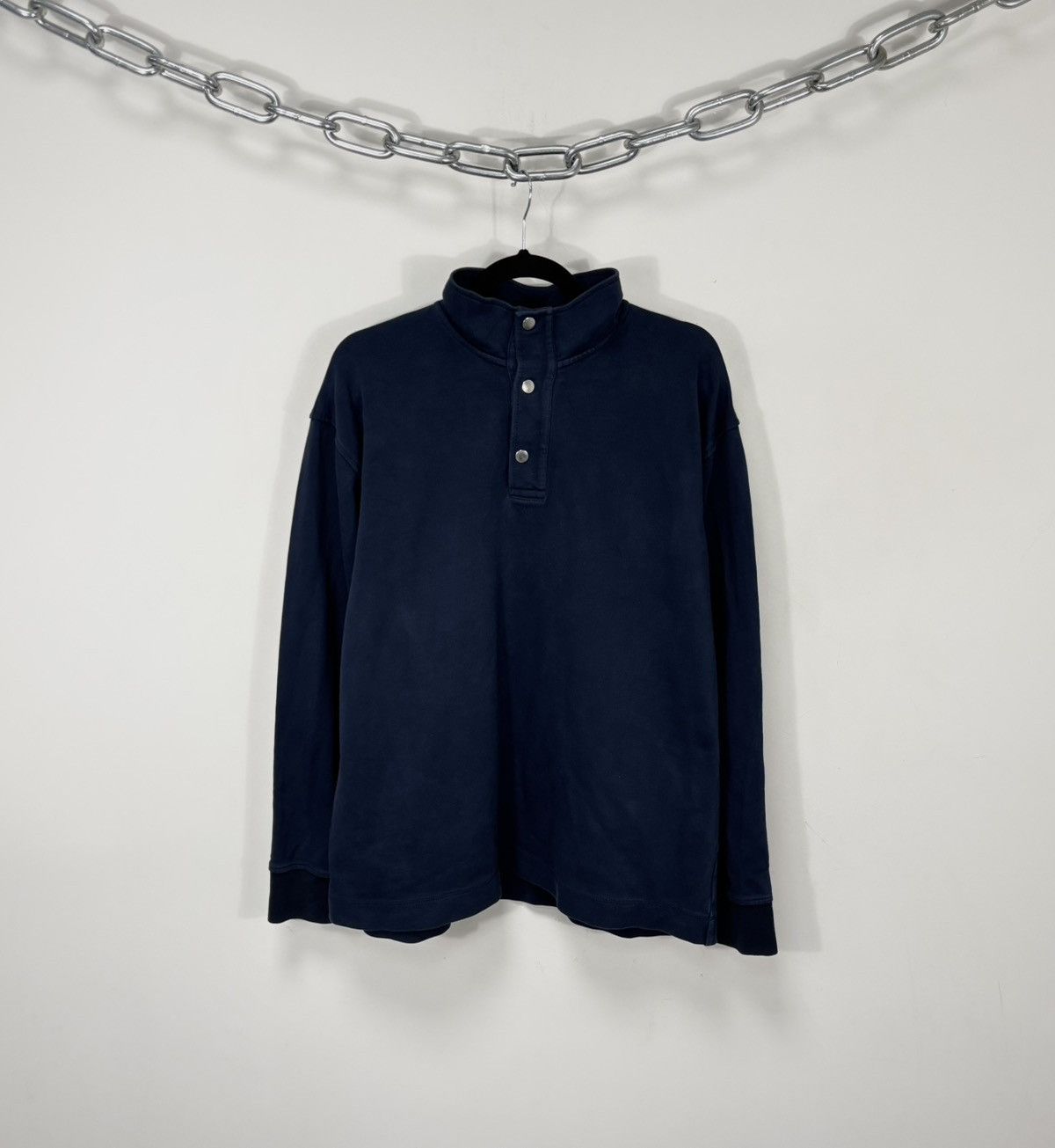 Arket Arket Men’s Navy Blue Classic Snap-Button Henley Sweatshirt Size US M / EU 48-50 / 2 - 1 Thumbnail