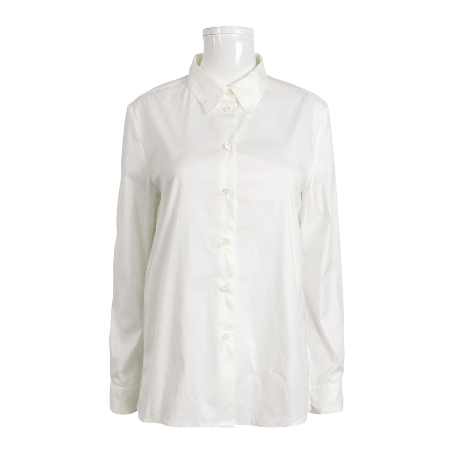 Prada Prada White Cotton Button-Up Shirt for Women 0089 Size L / US 10 / IT 46 - 1 Thumbnail