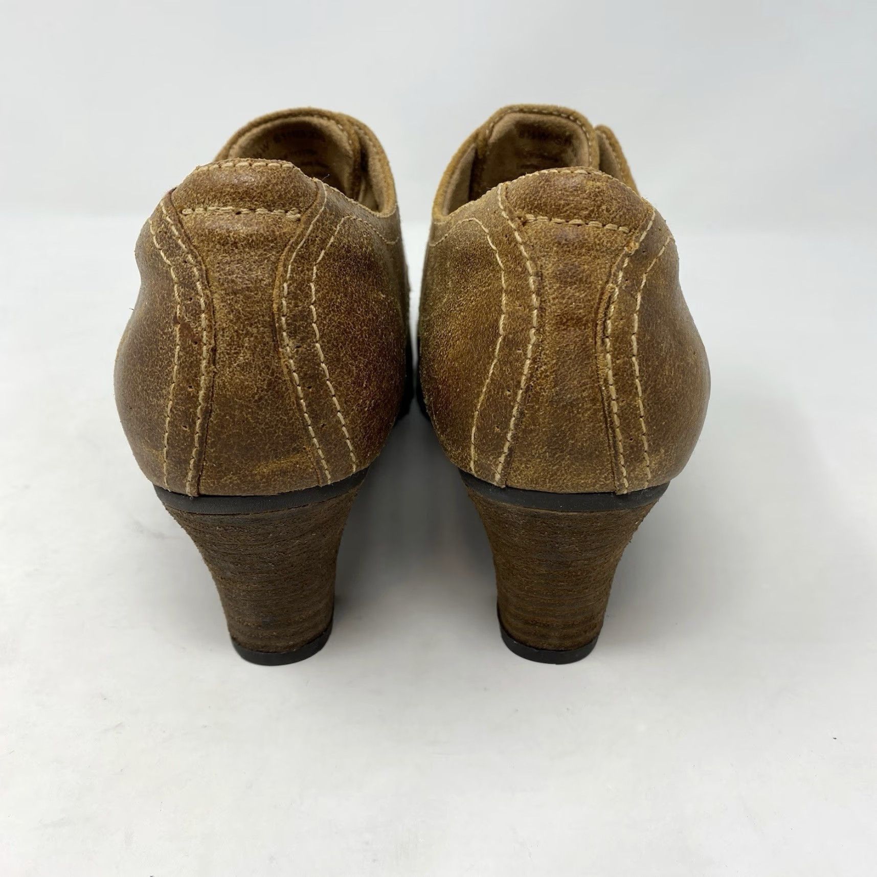 Vintage SoftWalk Bootie Womens 8.5 Distressed Brown Leather Heeled Cushioned Lace Up Size US 9 / IT 39 - 6 Thumbnail