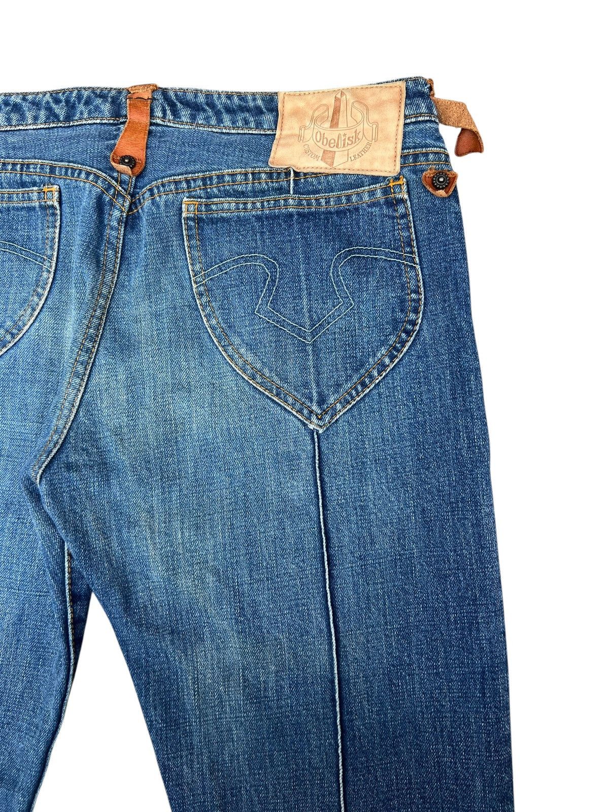 Japanese Brand Obelisk Japan Faded Denim Bootcut Jeans Size 32" / US 10 / IT 46 - 16 Thumbnail