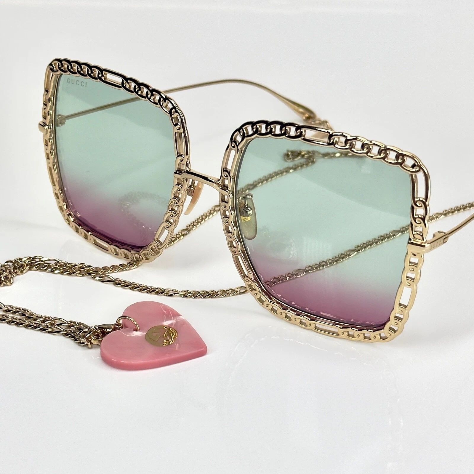 Gucci GUCCI GG1033S 1033 Gold Pink Detachable Necklace Pendant Size ONE SIZE - 3 Thumbnail