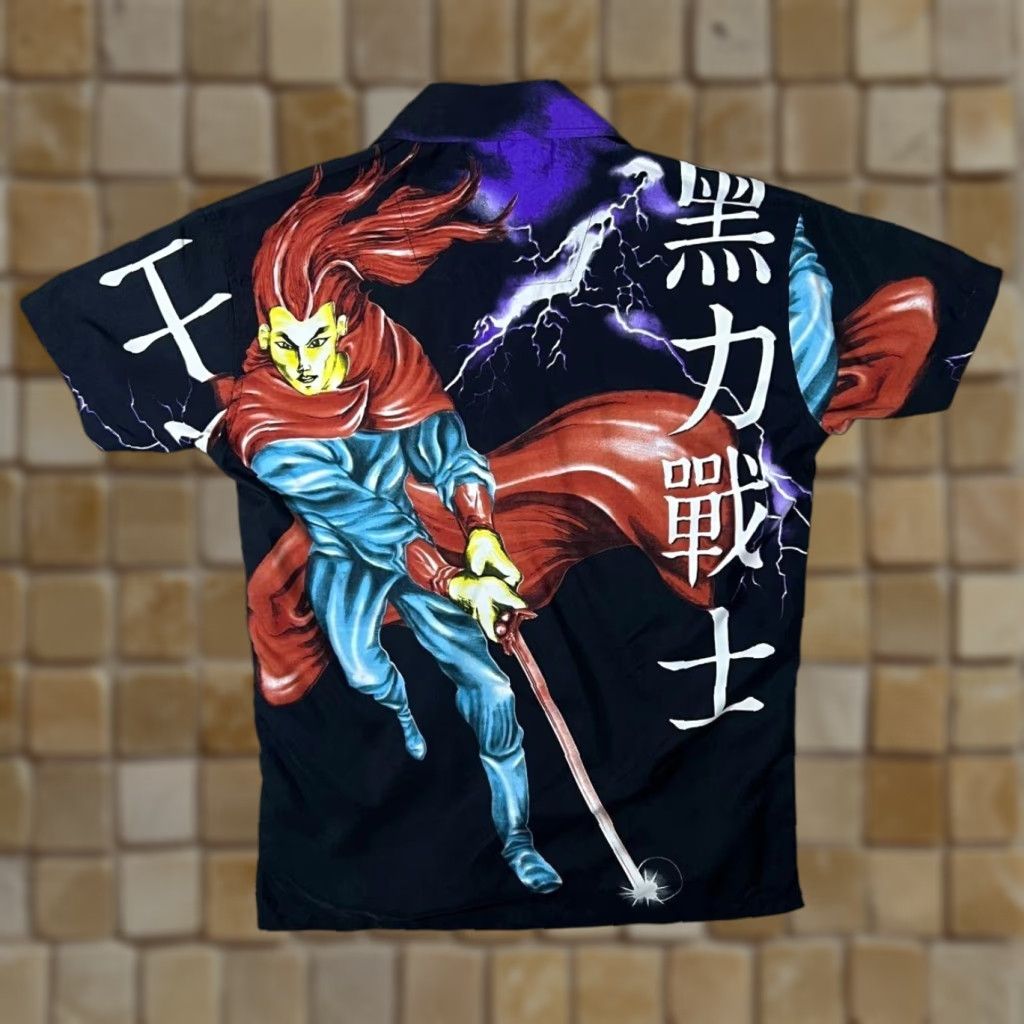 Vintage Early 00's Anime Manga Y2K Samurai Graphic Black Short Sleeve Shirt L Adult Mens Shirt Size US L / EU 52-54 / 3 - 1 Thumbnail