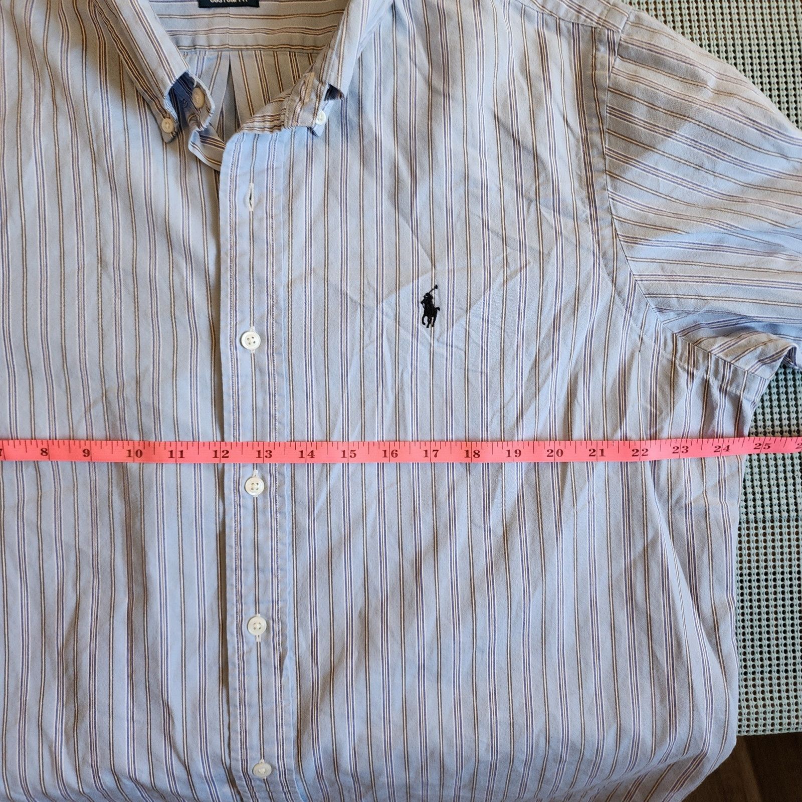 Ralph Lauren Ralph Lauren Men's XL Blue Striped Custom Fit Shirt Size US XL / EU 56 / 4 - 4 Thumbnail