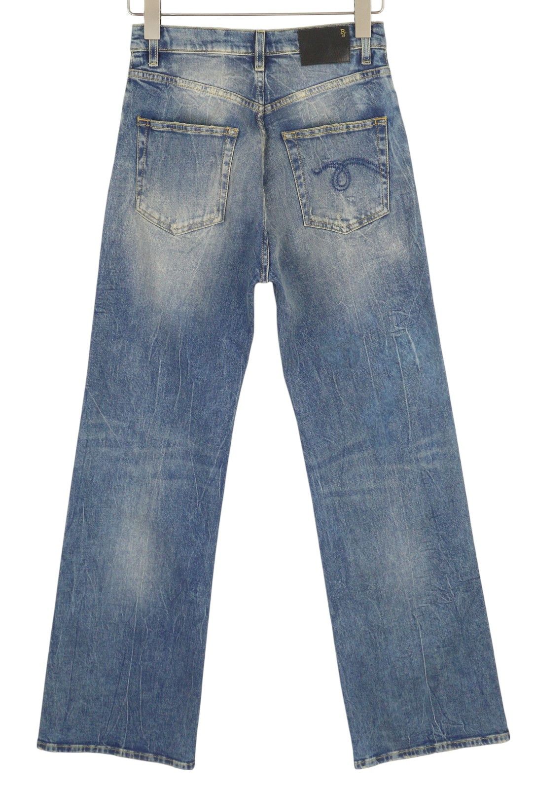 R13 JANE 27 Kelly Stretch Flared Washed Faded Zip 85429 Size 27" / US 4 / IT 40 - 3 Thumbnail