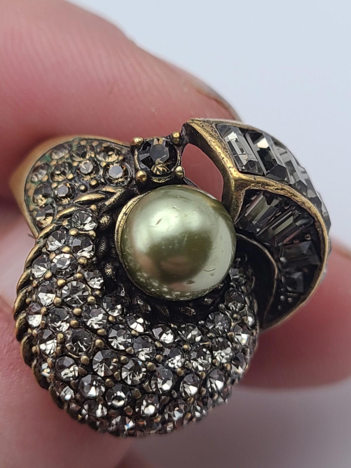 Swarovski Heidi Daus Size 7 Faux Pearl Bronze Ring Swarovski Crystals Size ONE SIZE - 9 Thumbnail